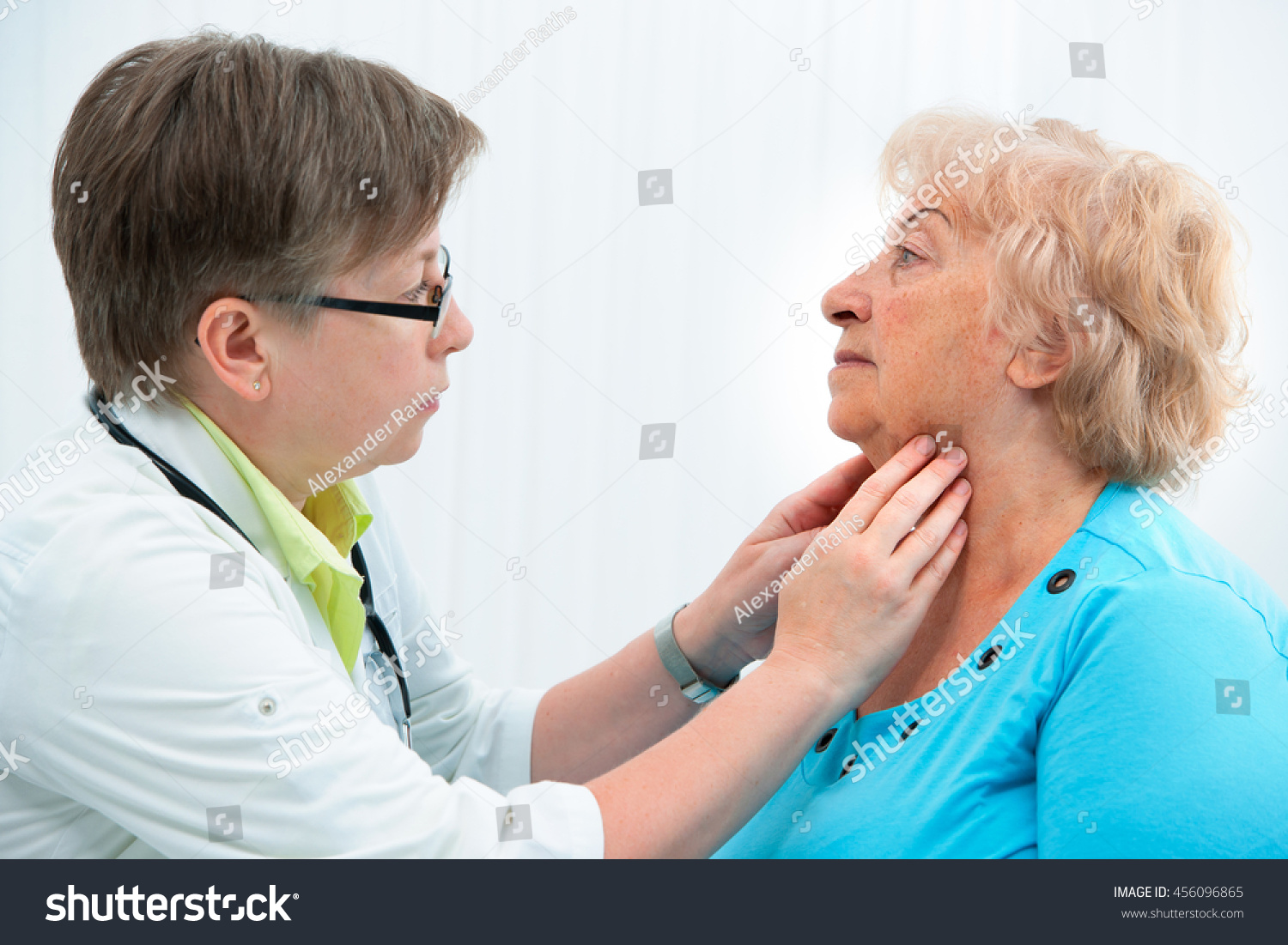 Thyroid Function Examination Doctor Touching Throat Stock Photo Edit Now 456096865