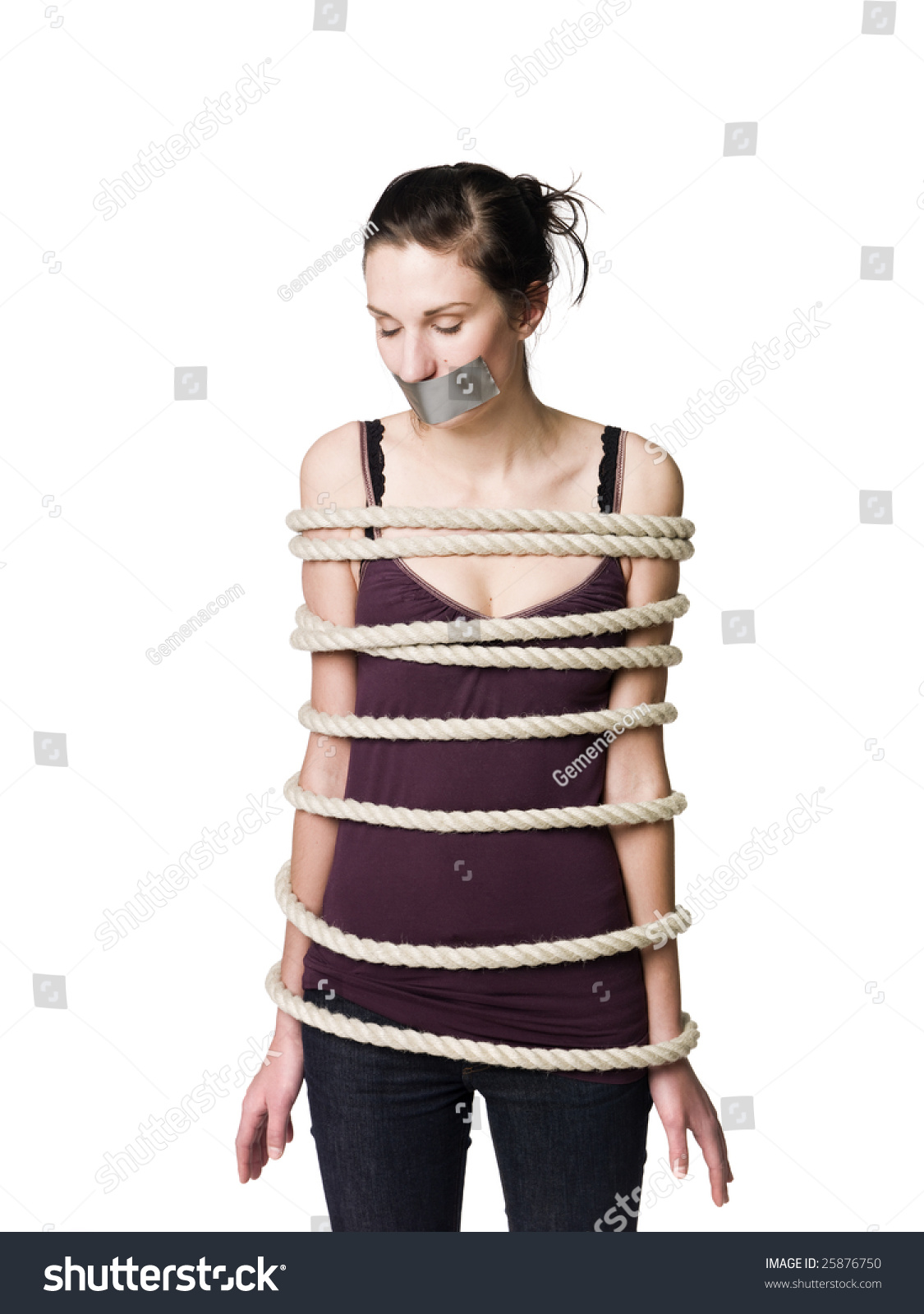 Tied Woman Tape Over Her Mouth Stock Photo 25876750 - Shutterstock