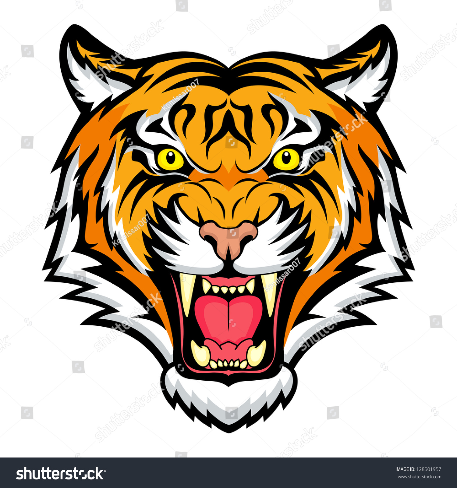 Tiger Anger. Illustration Of A Tiger Head. Raster Version, Vector File ...