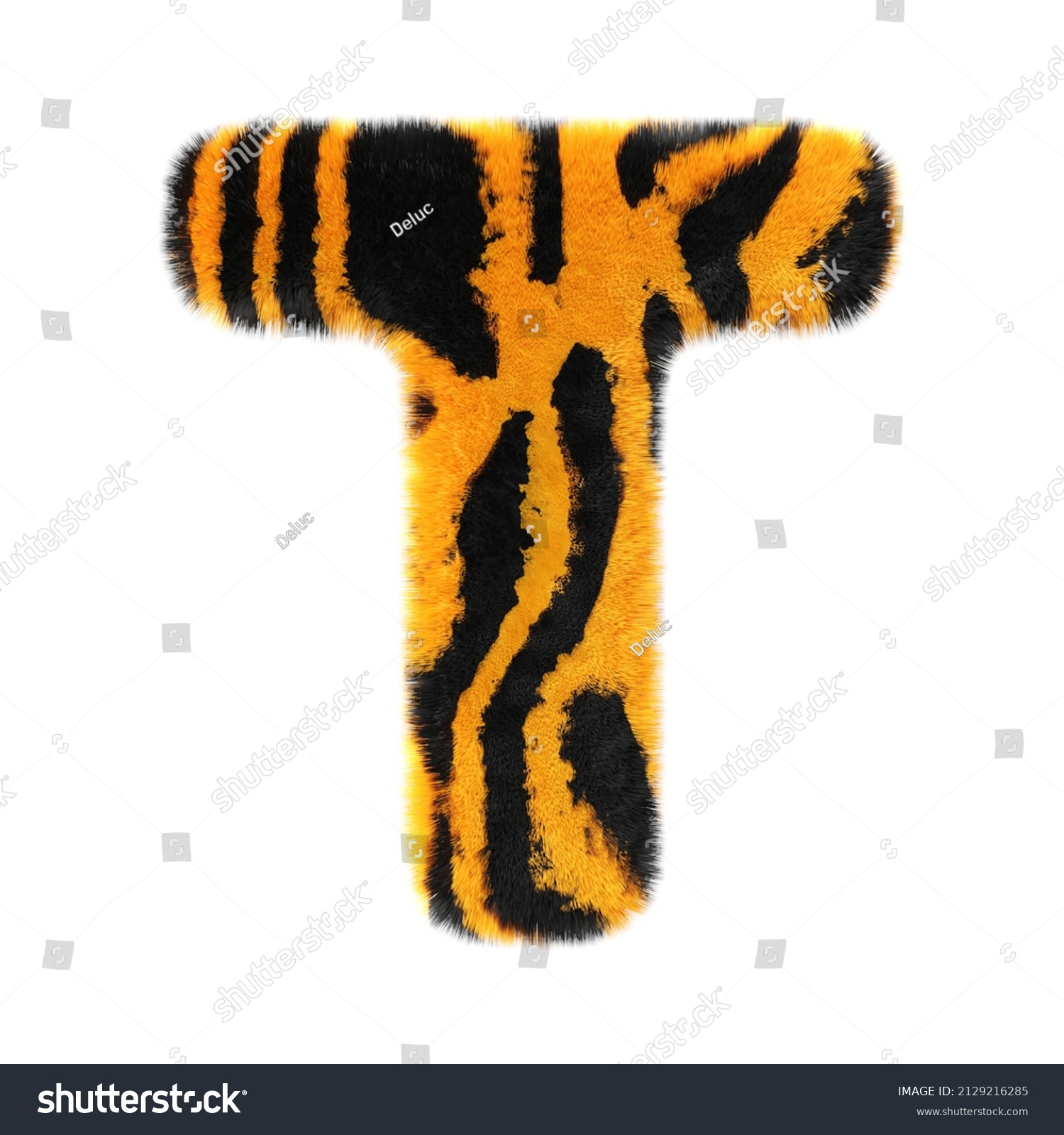 Tiger Letter T Realistic 3d Image Stock Illustration 2129216285