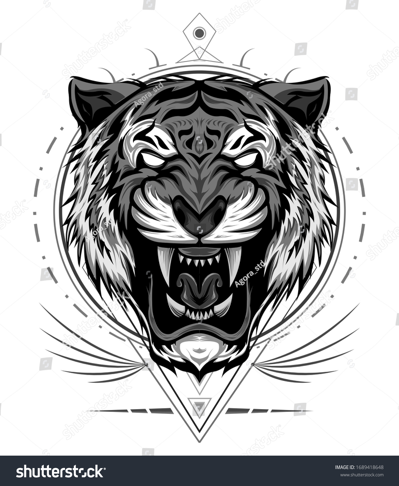Tiger Logo Black White Illustration Tiger Stock Illustration 1689418648