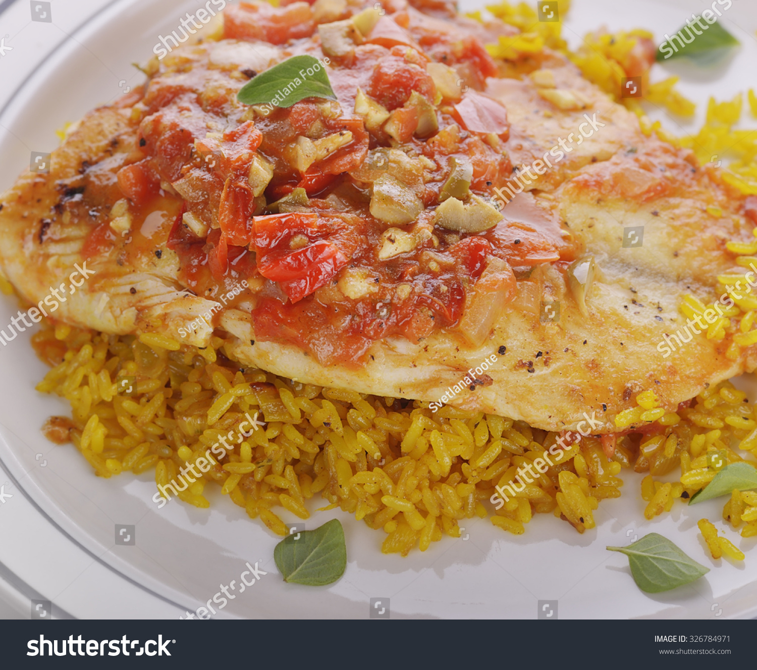  Gold Classic  Template Design Featuring Tilapia Fillets with Yellow Rice and Vegetables