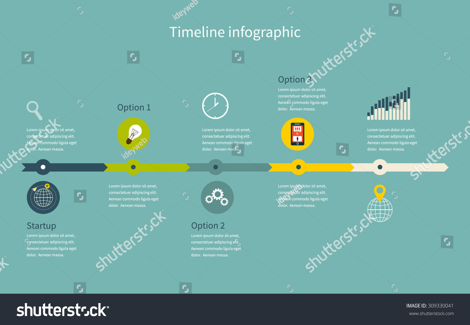 Timeline Infographic Business With Diagrams. With Set Of Icons. Stock ...