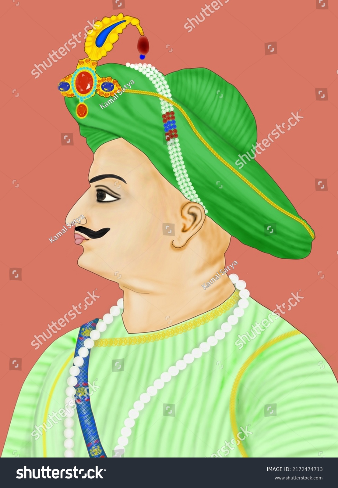 Tipu Sultan Known Tiger Mysore Ruler Stock Illustration 2172474713 ...