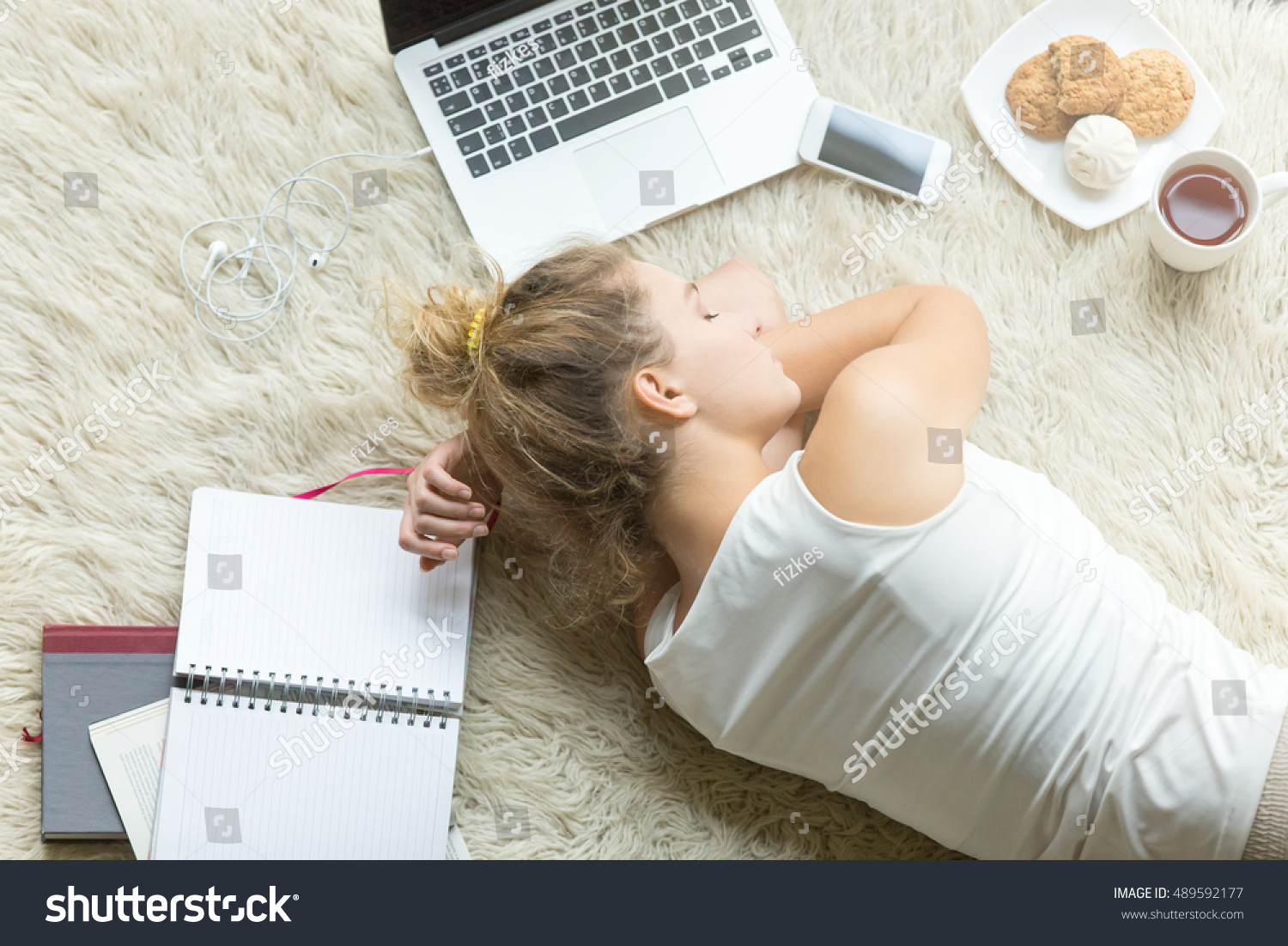 Tired Student Girl Fell Asleep After Stock Photo Edit Now