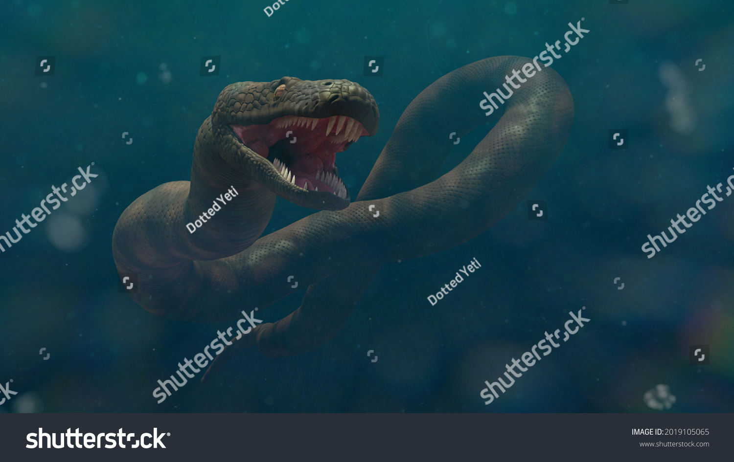 Titanoboa Water Largest Snake That Ever: Illustrazione Stock 2019105065