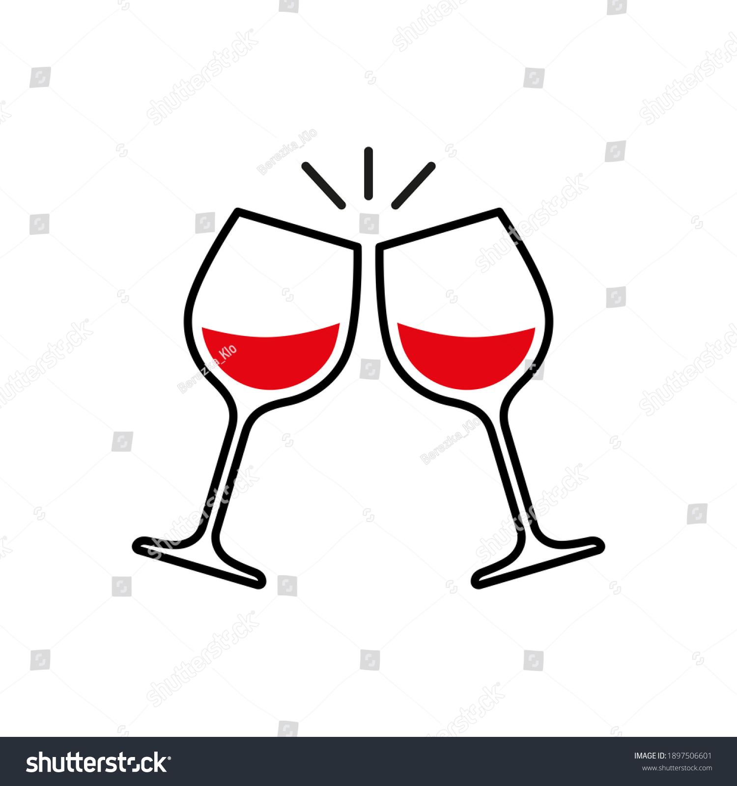 Toast Clink Two Glasses Red Wine Stock Illustration 1897506601