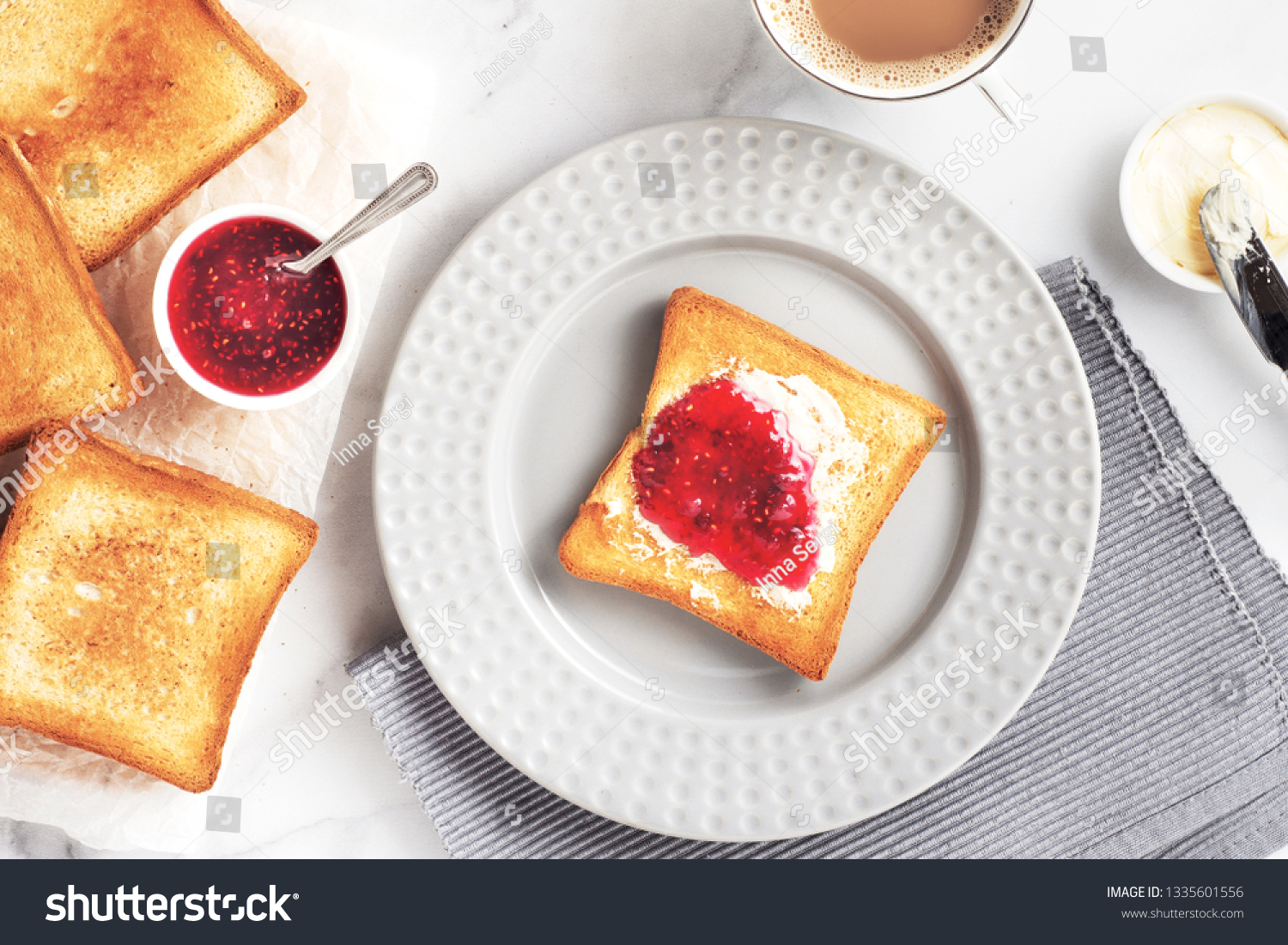 Toasted Bread Homemade Strawberry Jam Butter Stock Photo Edit Now