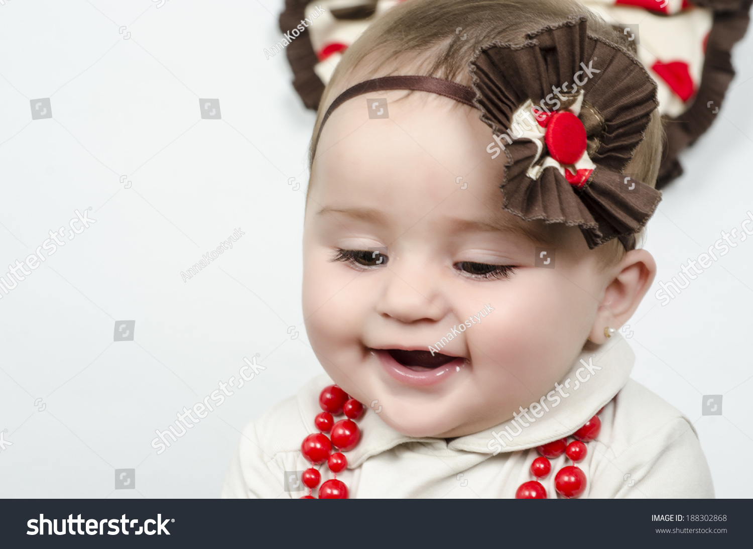 Toddler Little Girl Traditional Spanish Red Stock Photo