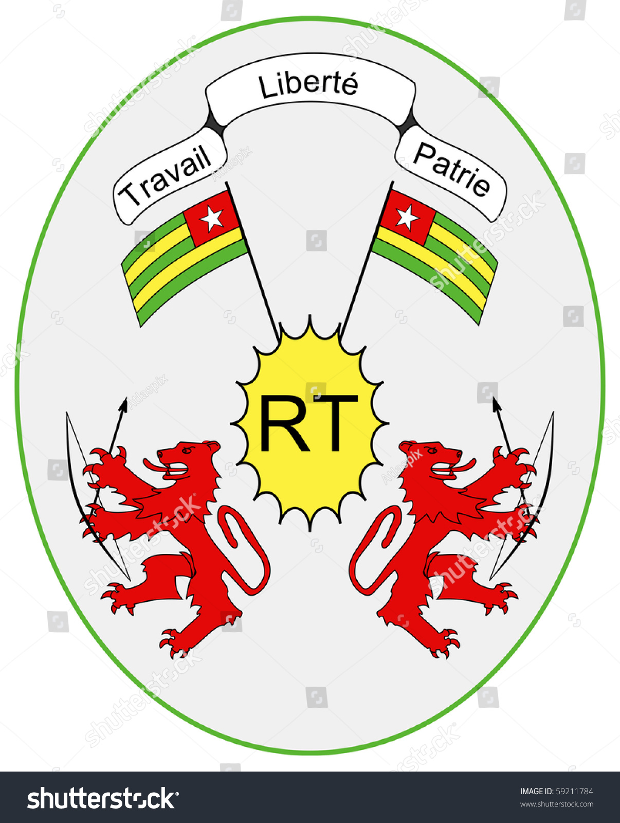 Togo Coat Arms Seal National Emblem Stock Illustration 59211784 ...