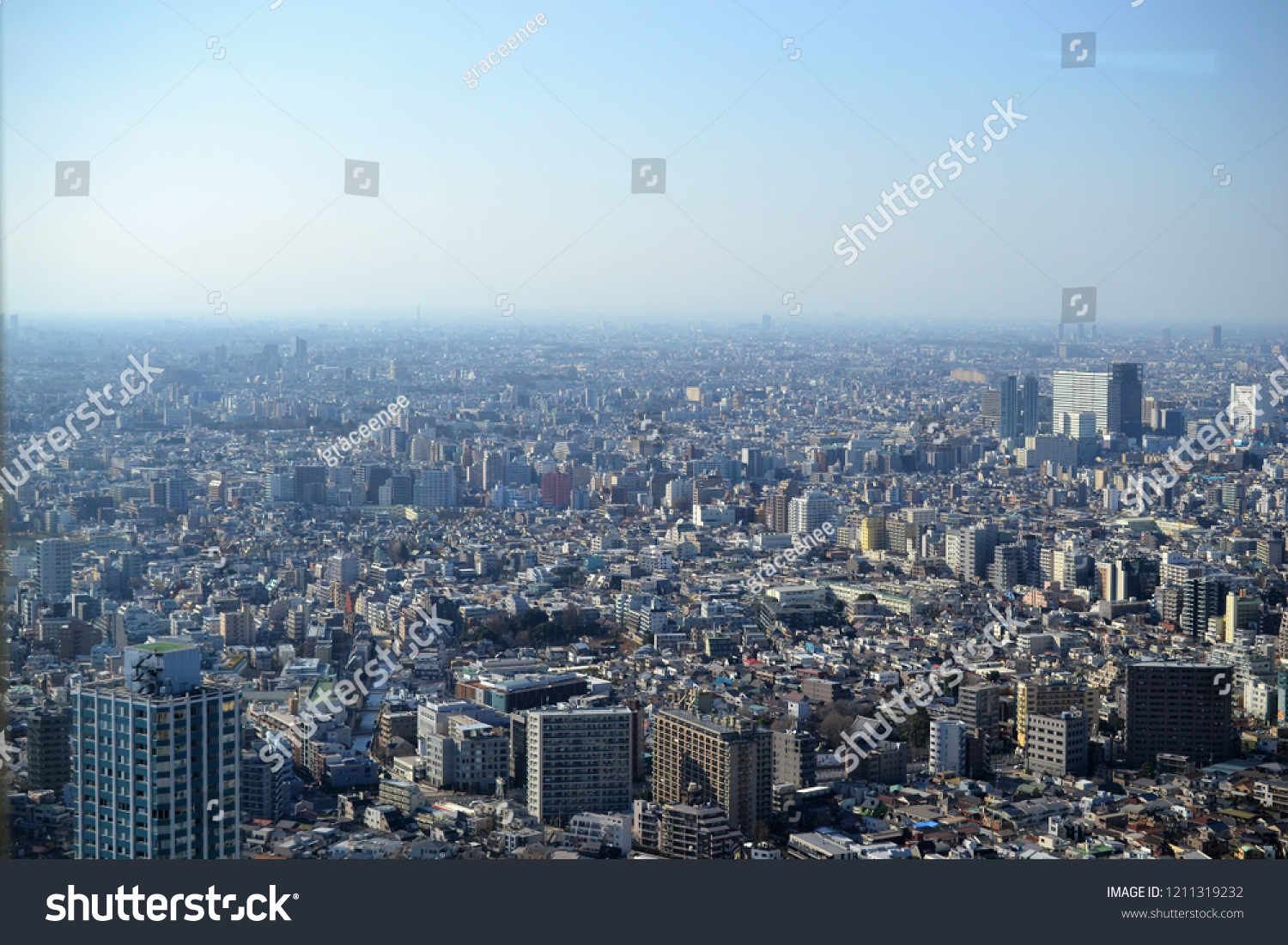 Tokyo Mega City Birdeye Perspective Above Stock Photo (Edit Now) 1211319232