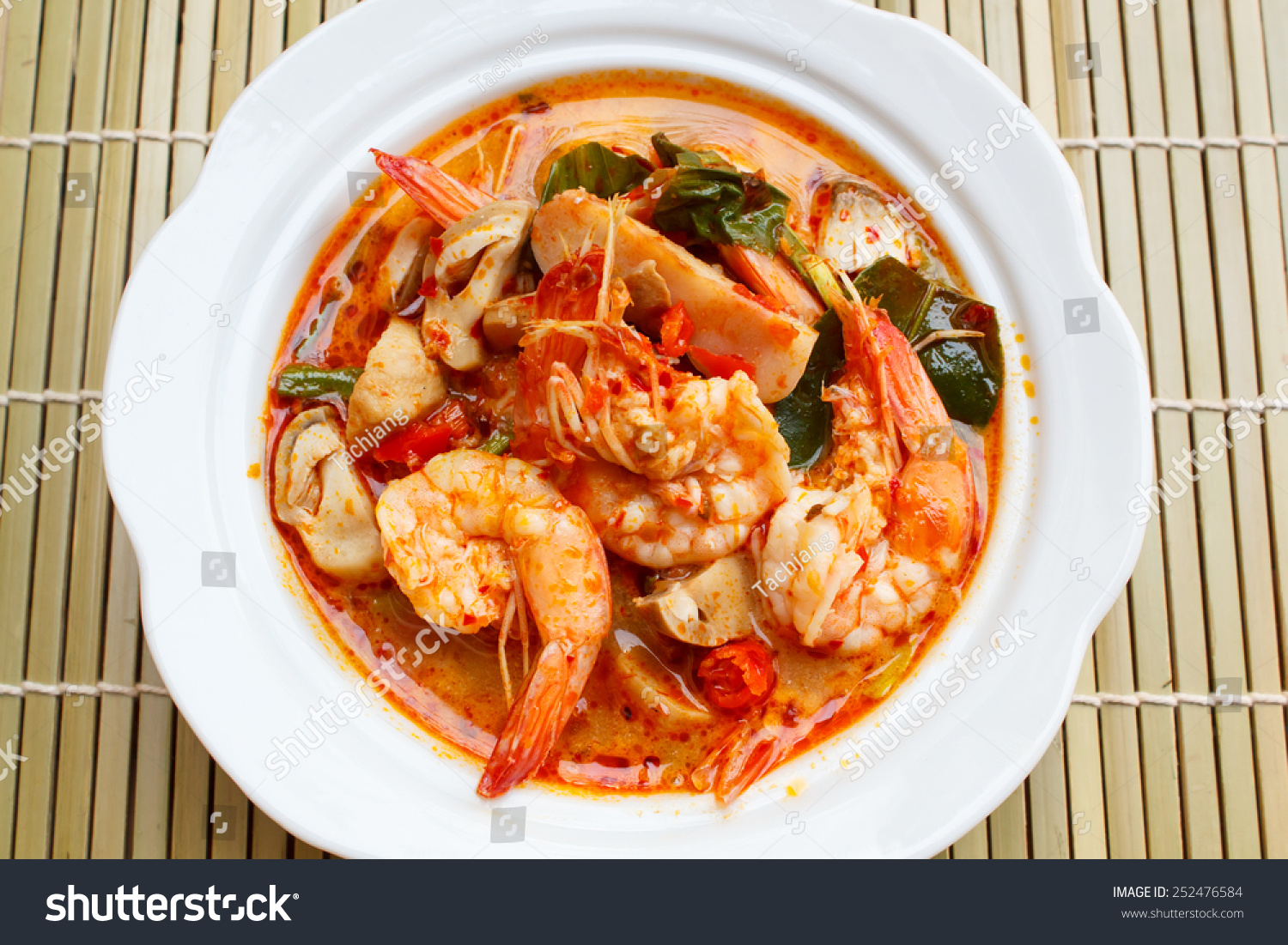 Tom Yum Goong, Spicy Soup With Shrimp - Thai Cuisine. Stock Photo ...