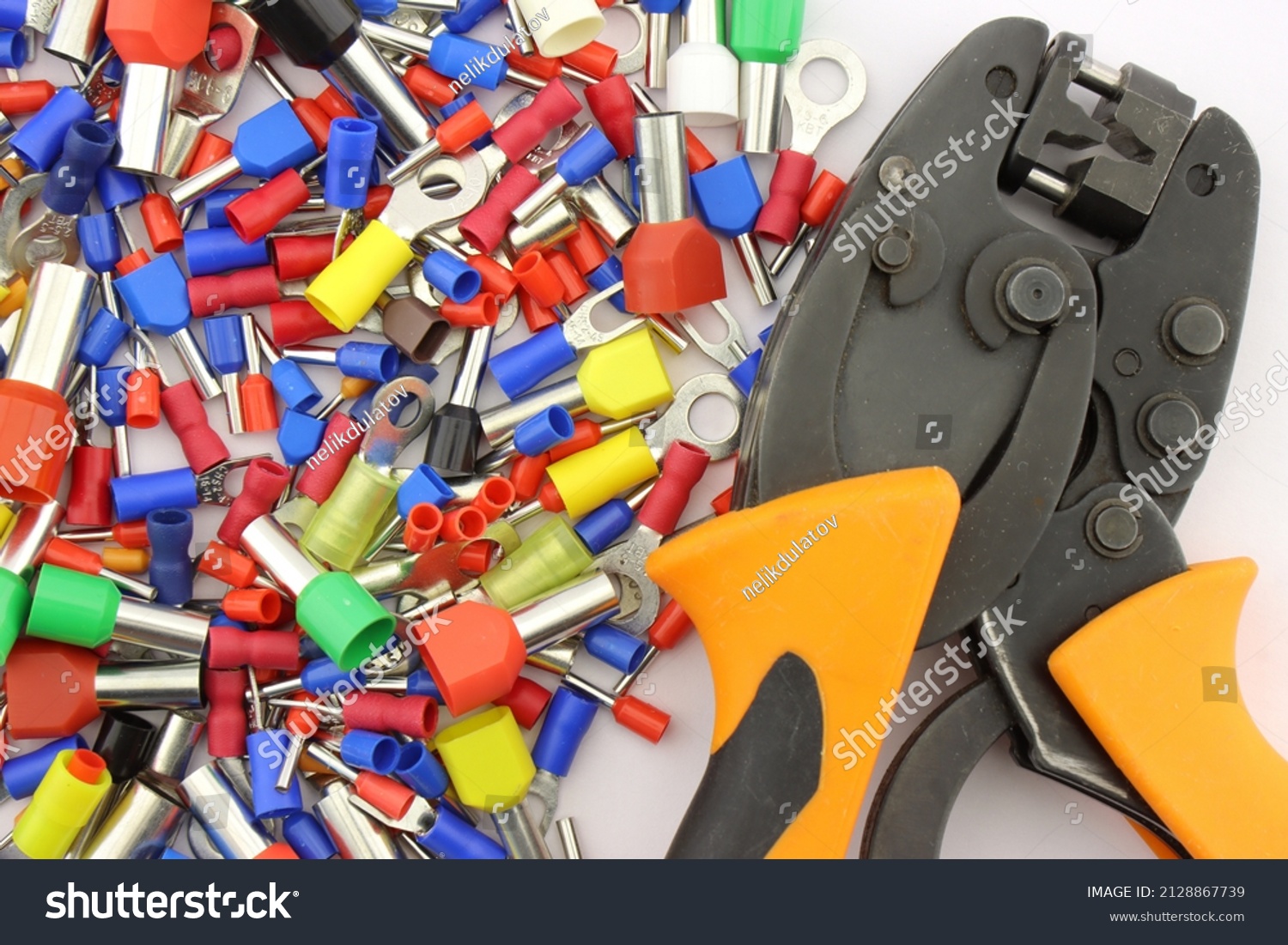 Tools Electrical Installation On Closeup Schematic Stock Photo ...