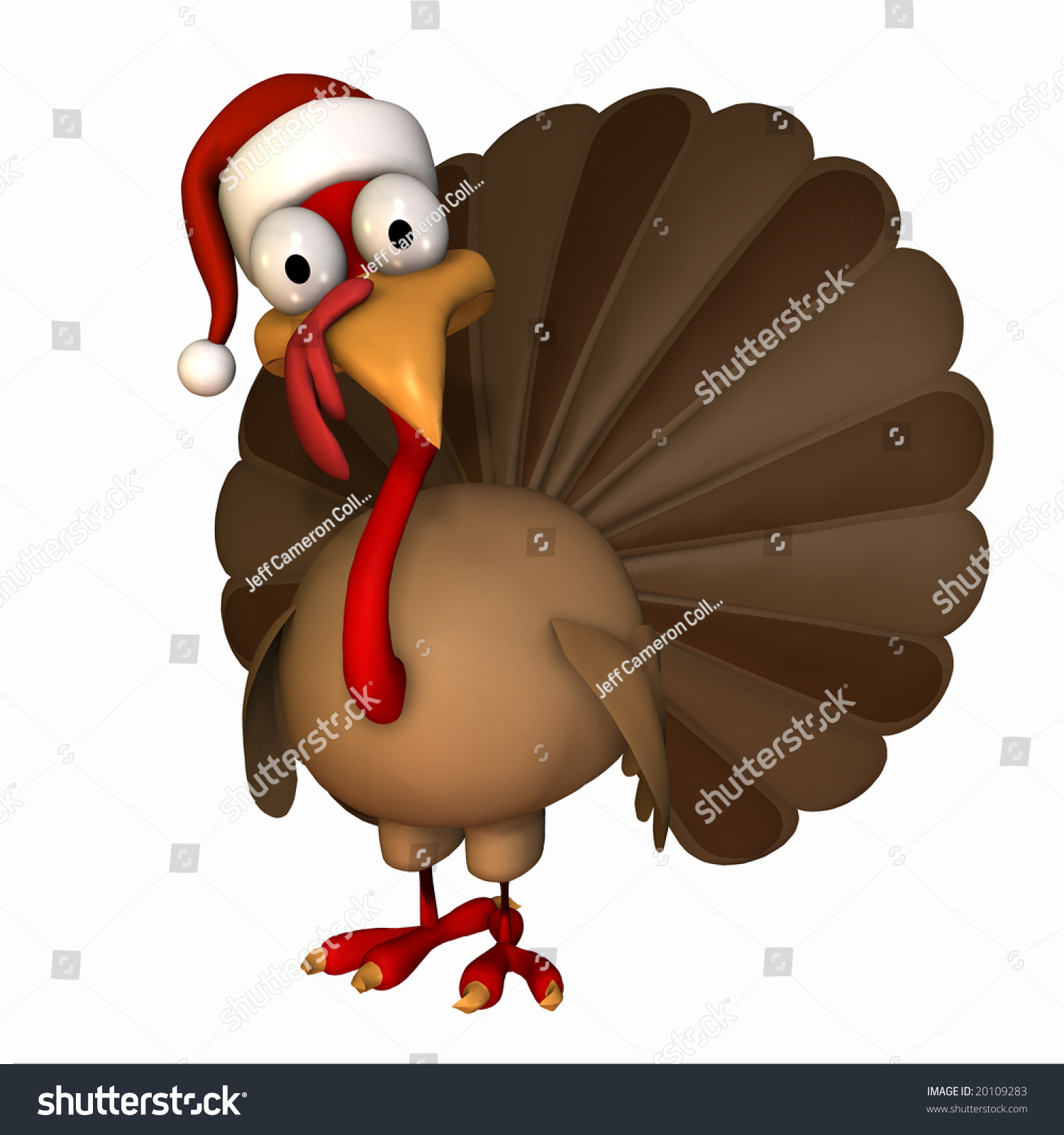 Toon Christmas Turkey Wearing Santa Claus Stock Illustration 20109283