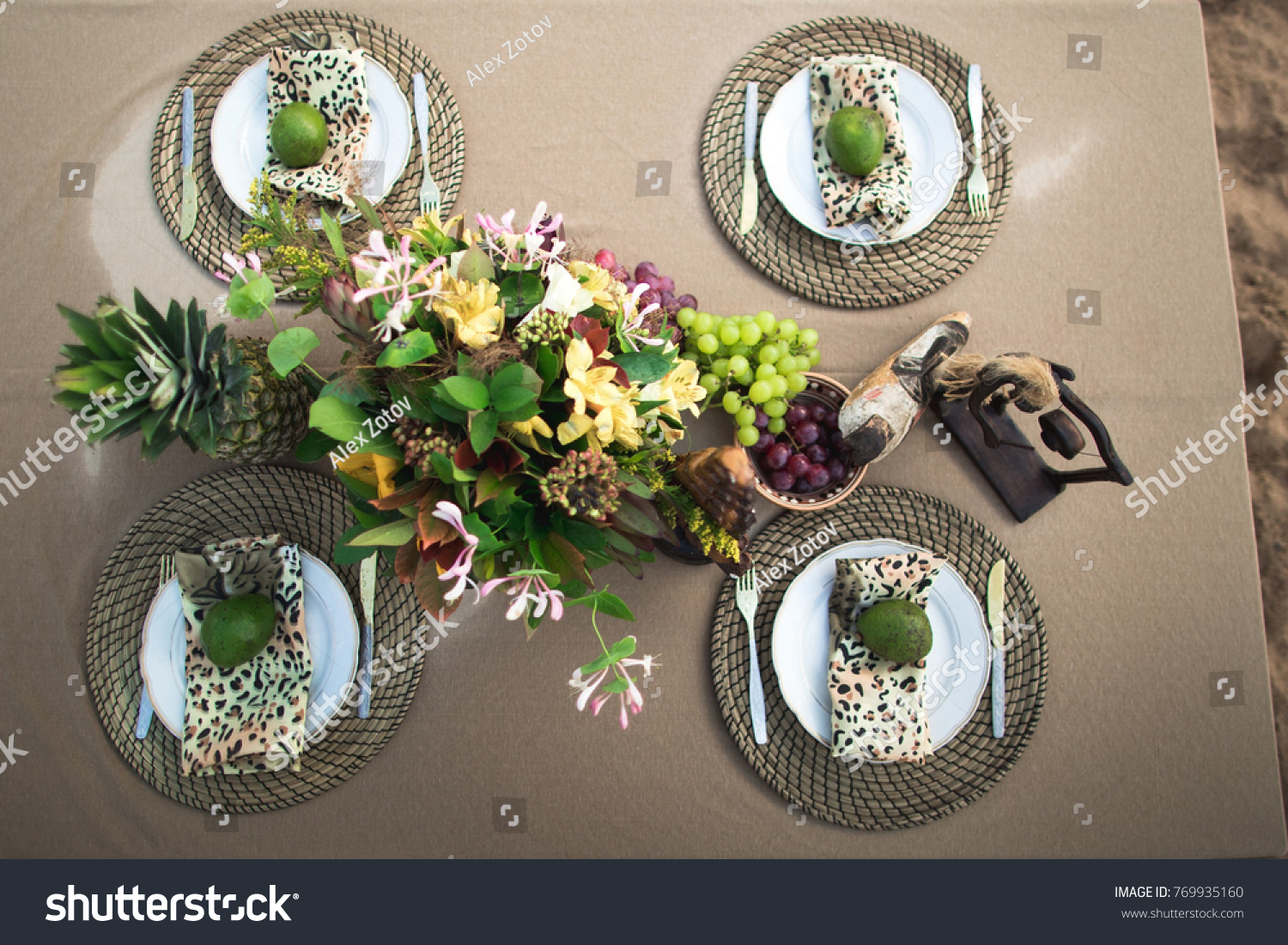 2 208 African Table Decor Stock Photos Images Photography Shutterstock   Stock Photo Top View At Amazing Decor Of Table In African Style With Creative Table Setting 769935160 