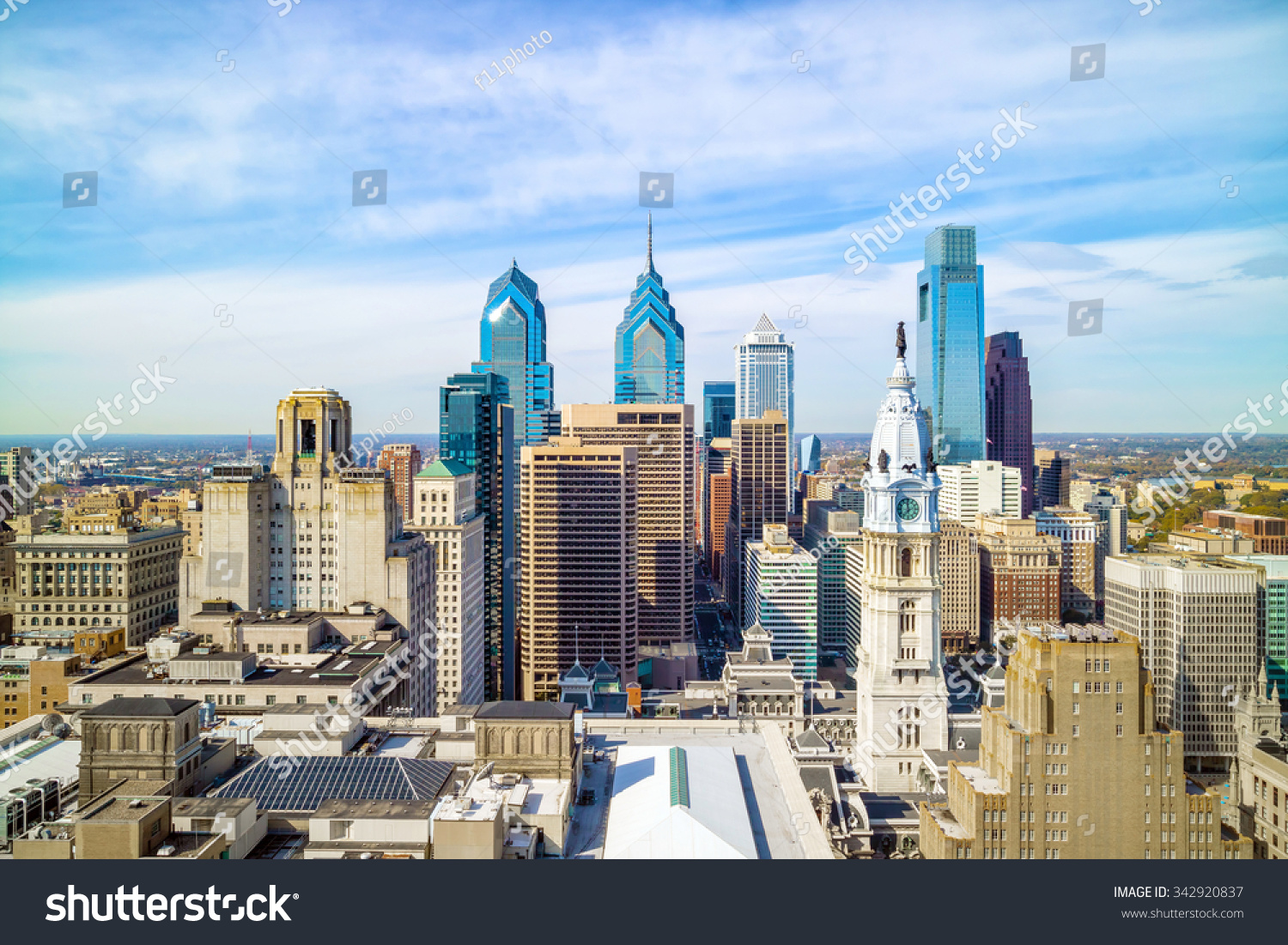 Top View Downtown Skyline Philadelphia Usa Stock Photo (Edit Now) 342920837