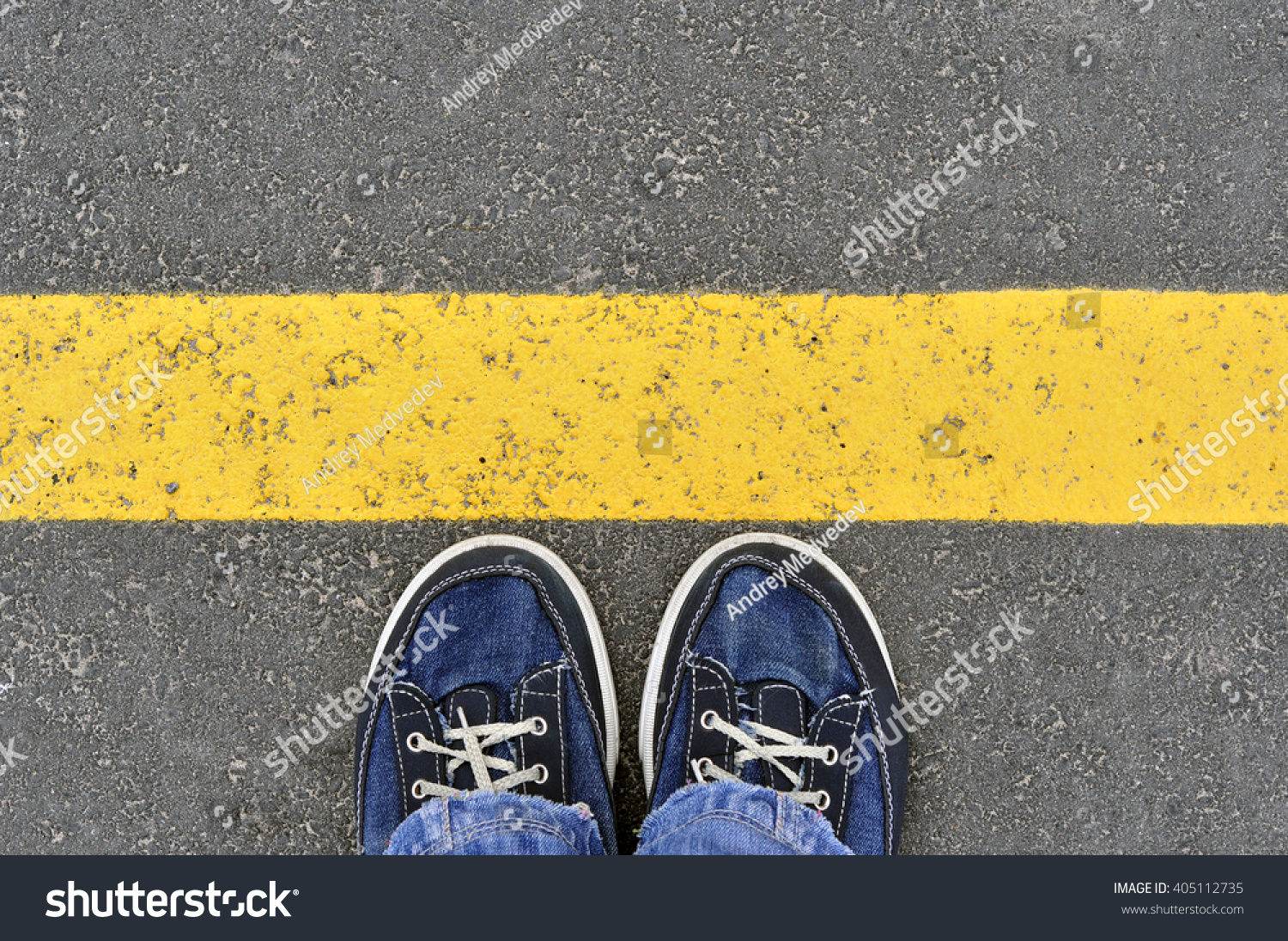 Top View Male Shoes On Asphalt Stock Photo Edit Now 405112735