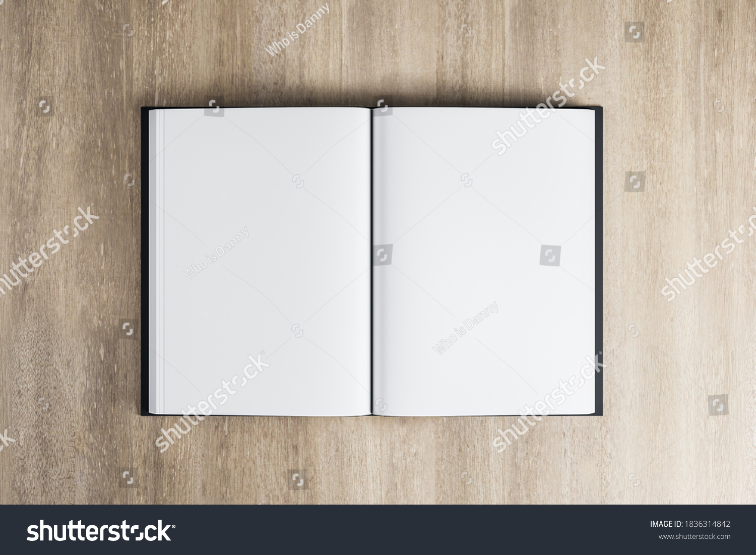 Top View Open Book On Wooden Stock Illustration 1836314842 