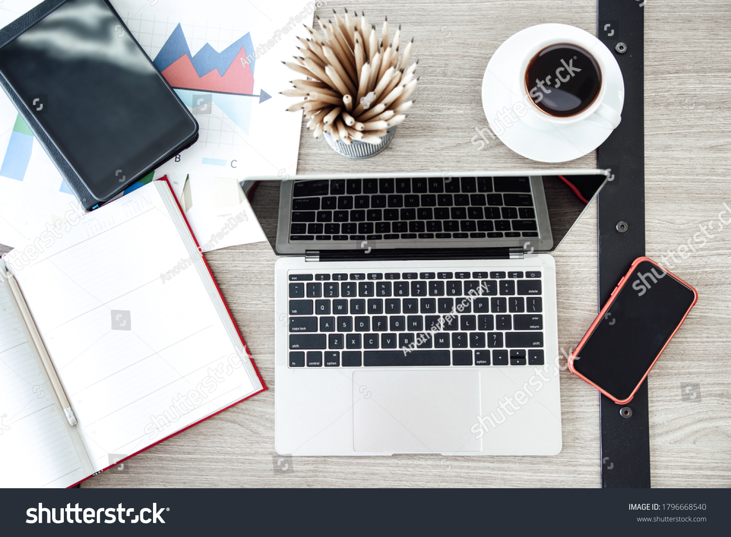 Top View Office Desk Workspace Group Stock Photo 1796668540 | Shutterstock