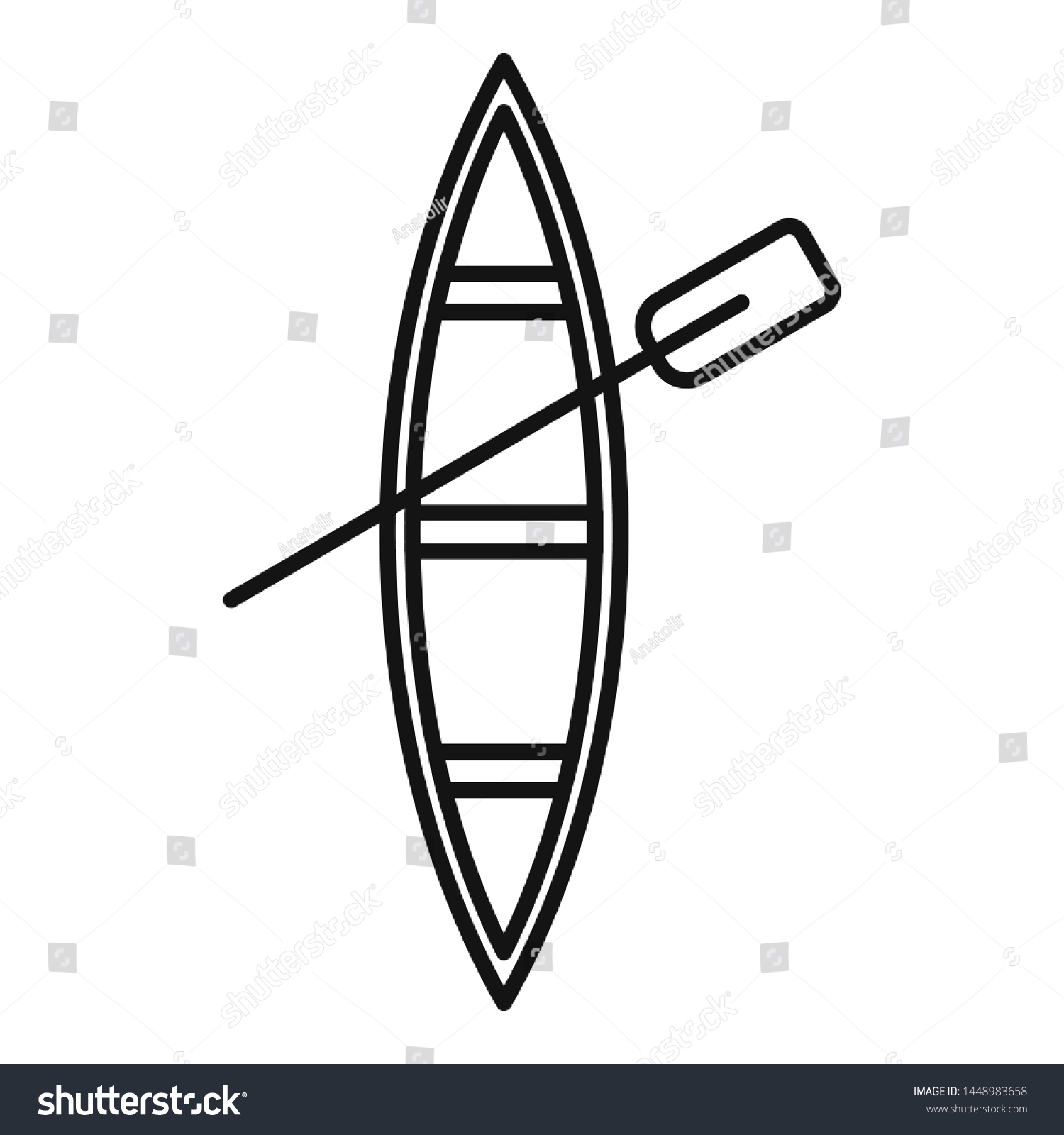 Top View Wood Boat Icon Outline Stock Illustration 1448983658