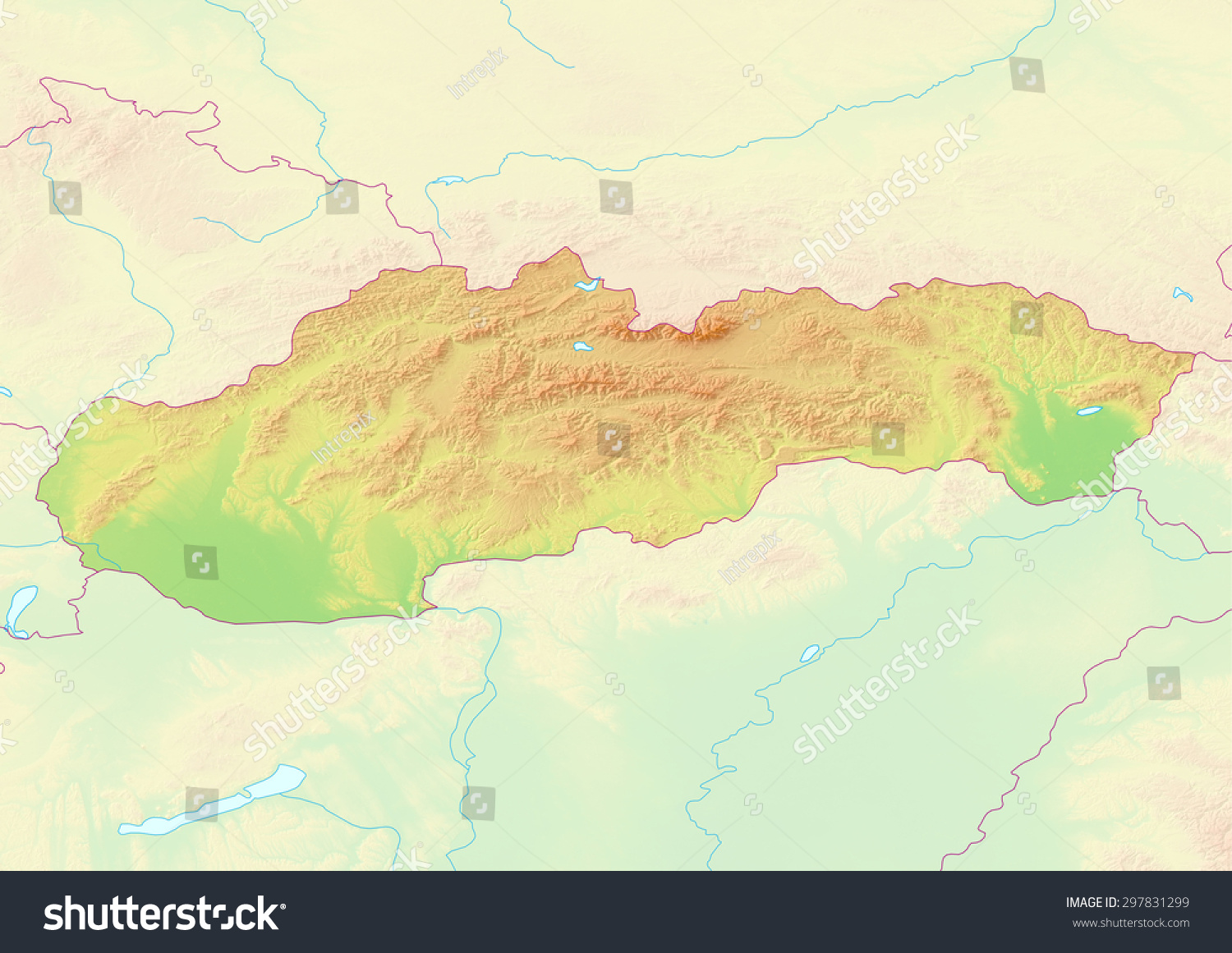 Topographic Map Of Slovakia With Shaded Relief And Elevation Colors ...