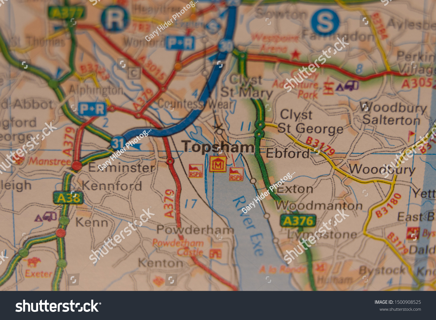 Road Map Of Devon Topsham Devon Shown On Road Map Stock Photo 1500908525 | Shutterstock