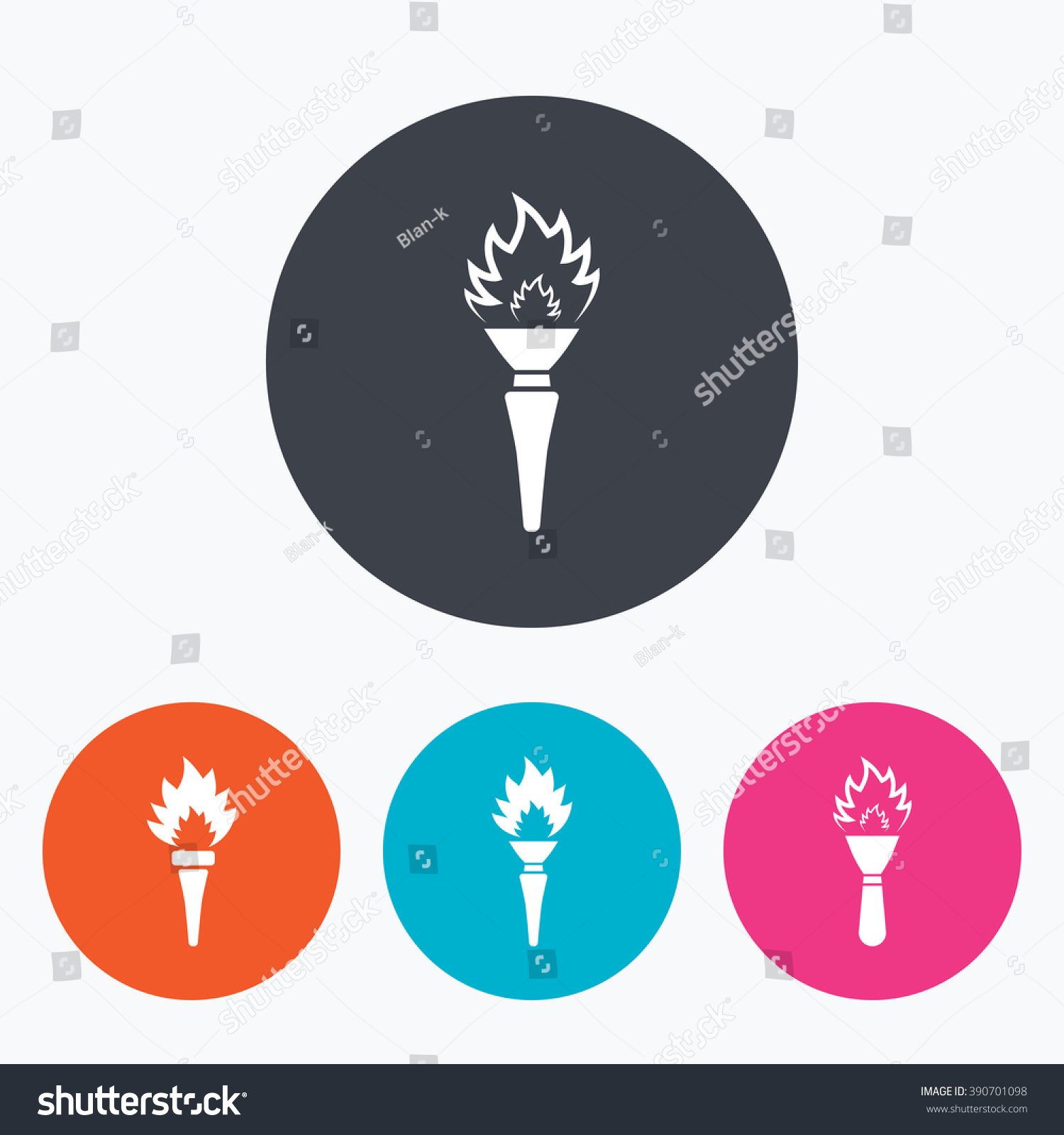 Torch Flame Icons Fire Flaming Symbols Stock Illustration 390701098 ...