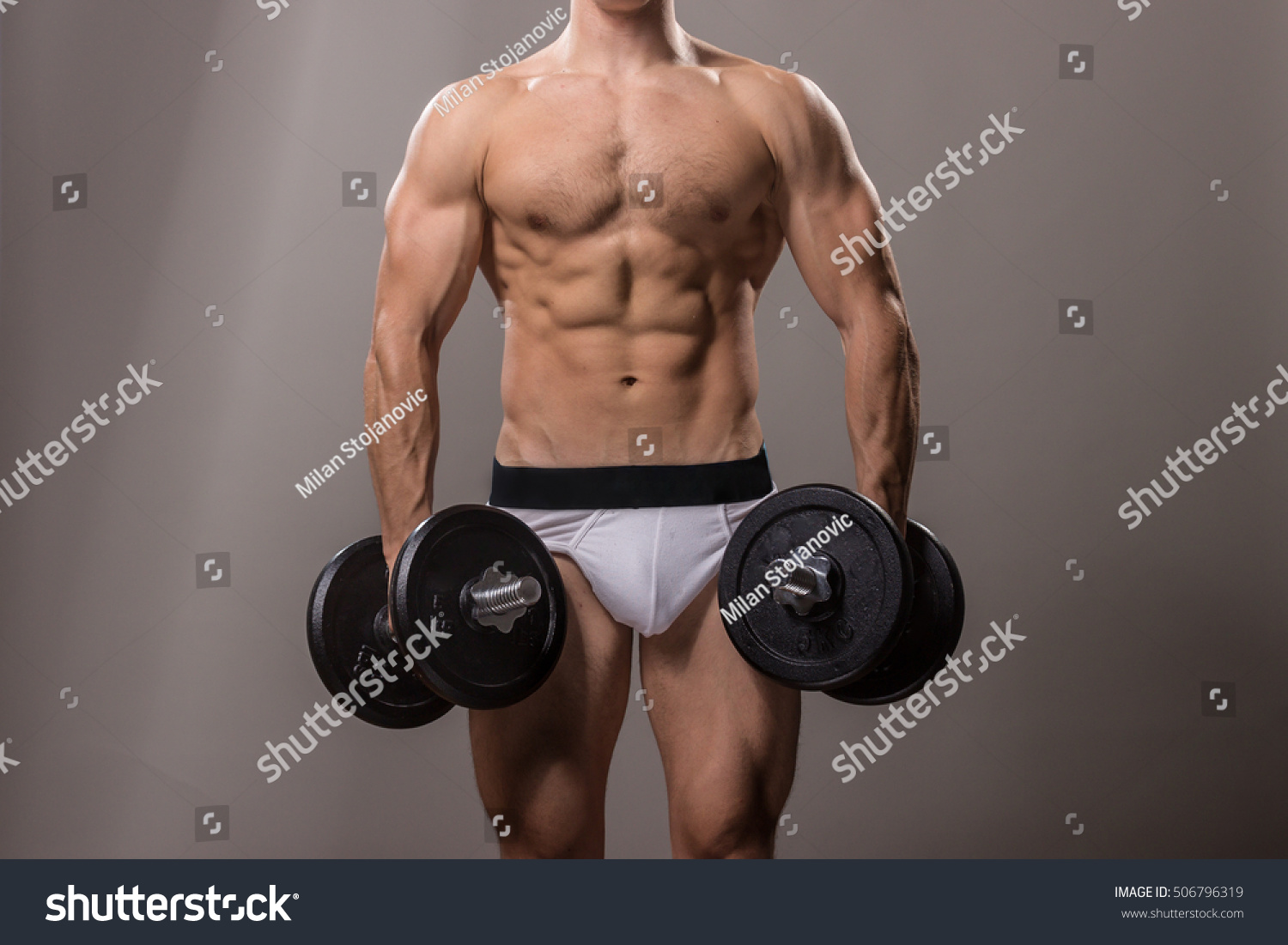 Torso Legs Bodybuilder Dumbbells Strong Core Stock Photo Edit Now