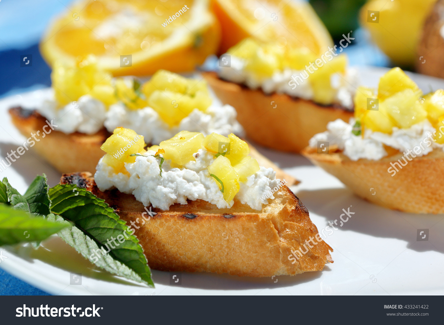 Tosts Cottage Cheese Pineapple On Plate Stock Photo Edit Now