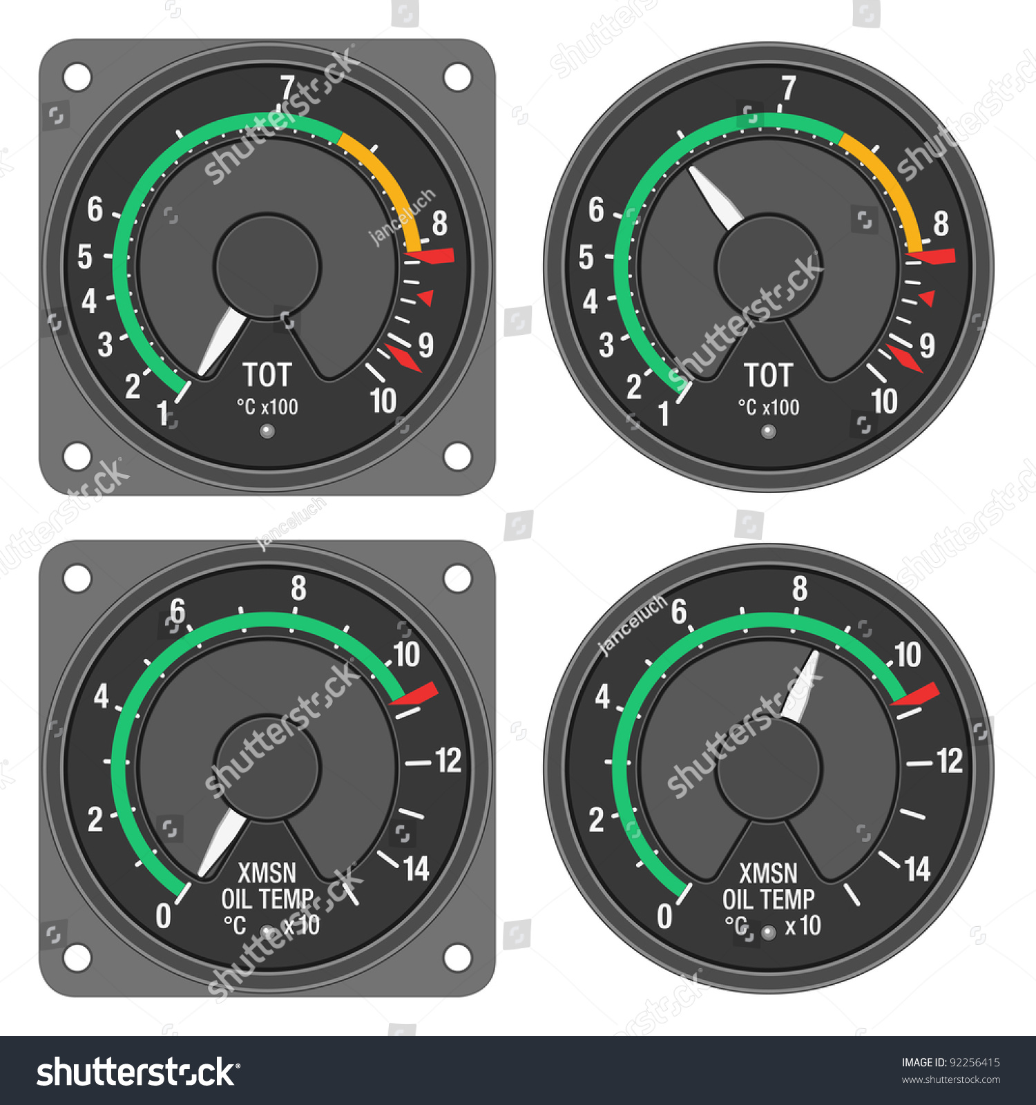 Tot Indicator And Xmsn Oil Press Indicator Of Helicopter (Enstrom 480b ...