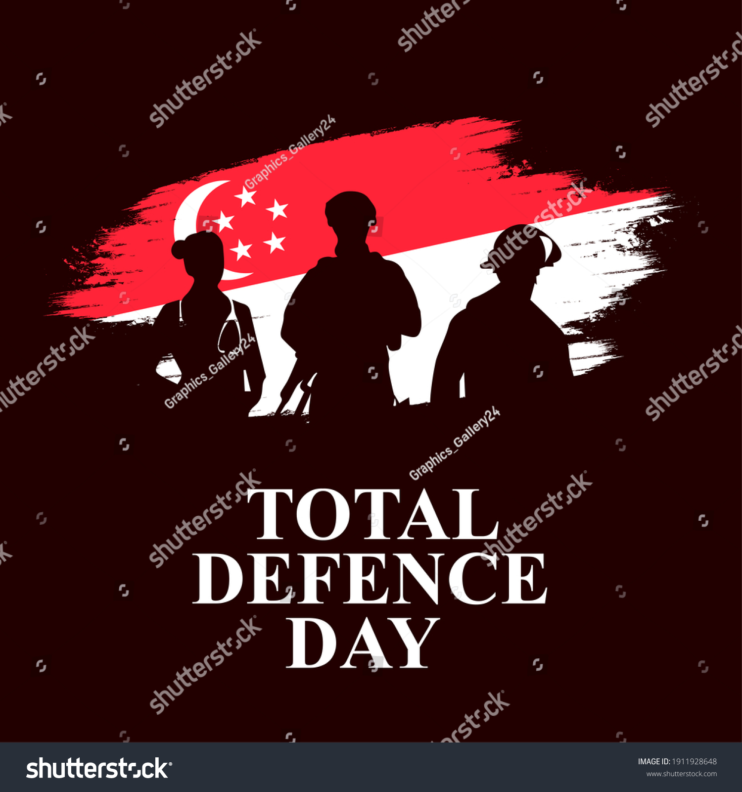 Total Defence Day Singapore February 15 Stock Illustration 1911928648