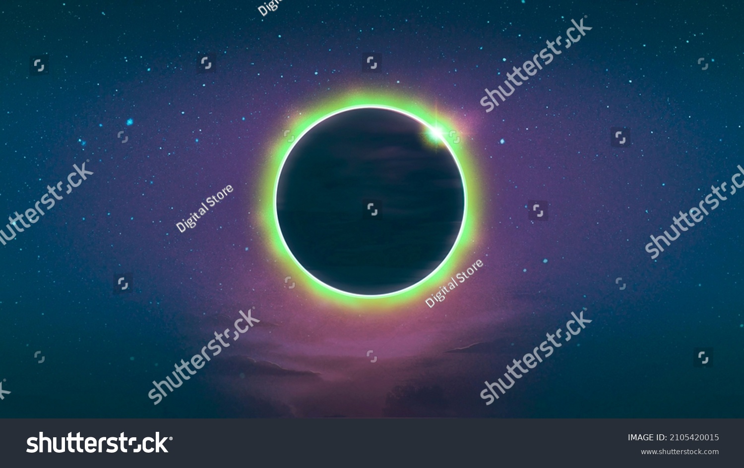 Total Solar Ecplise Digital Art 3d Stock Illustration 2105420015