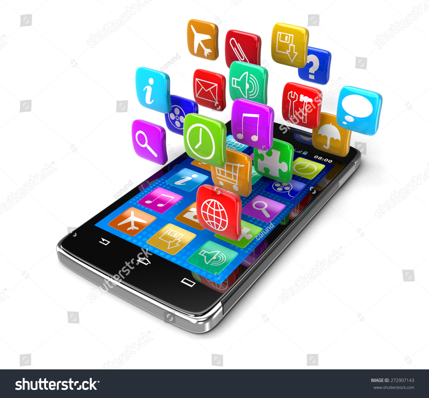 Touchscreen Smartphone Pictograms Clipping Path Included Stock ...