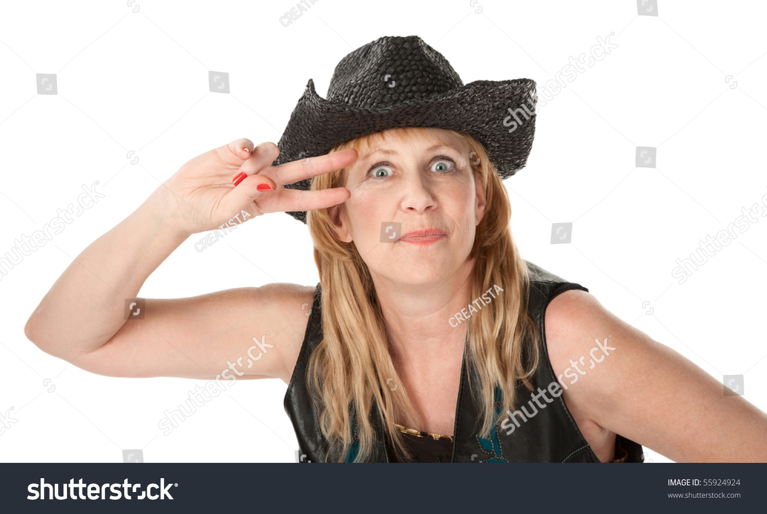 Tough Mature Woman With Black Cowboy Hat Stock Photo 55924924 ...