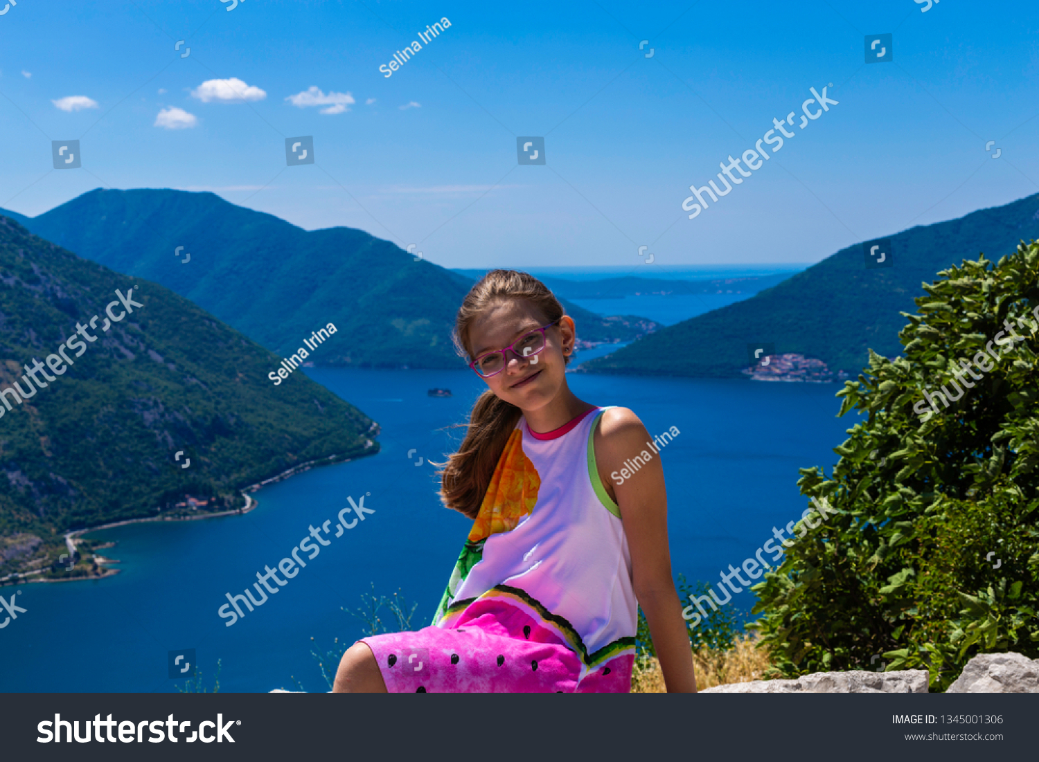 Tourist Teenage Girl Sitting On Rock Stock Photo 1345001306 