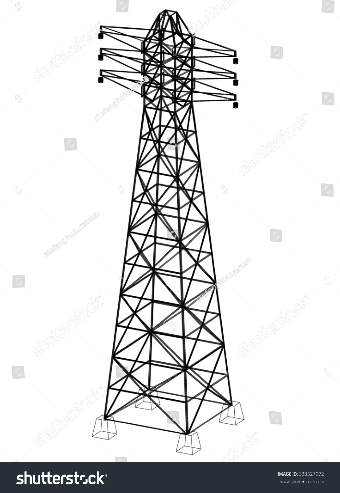 Tower Blueprint 3d Perspective Stock Illustration 638527972