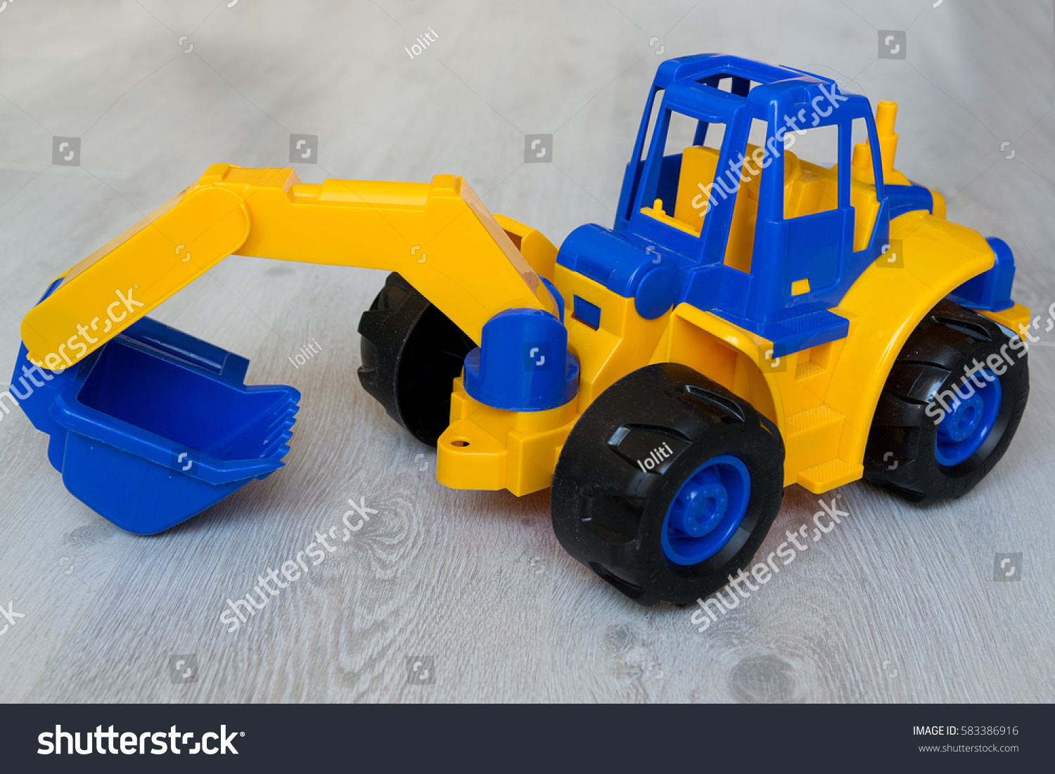 blue backhoe toy