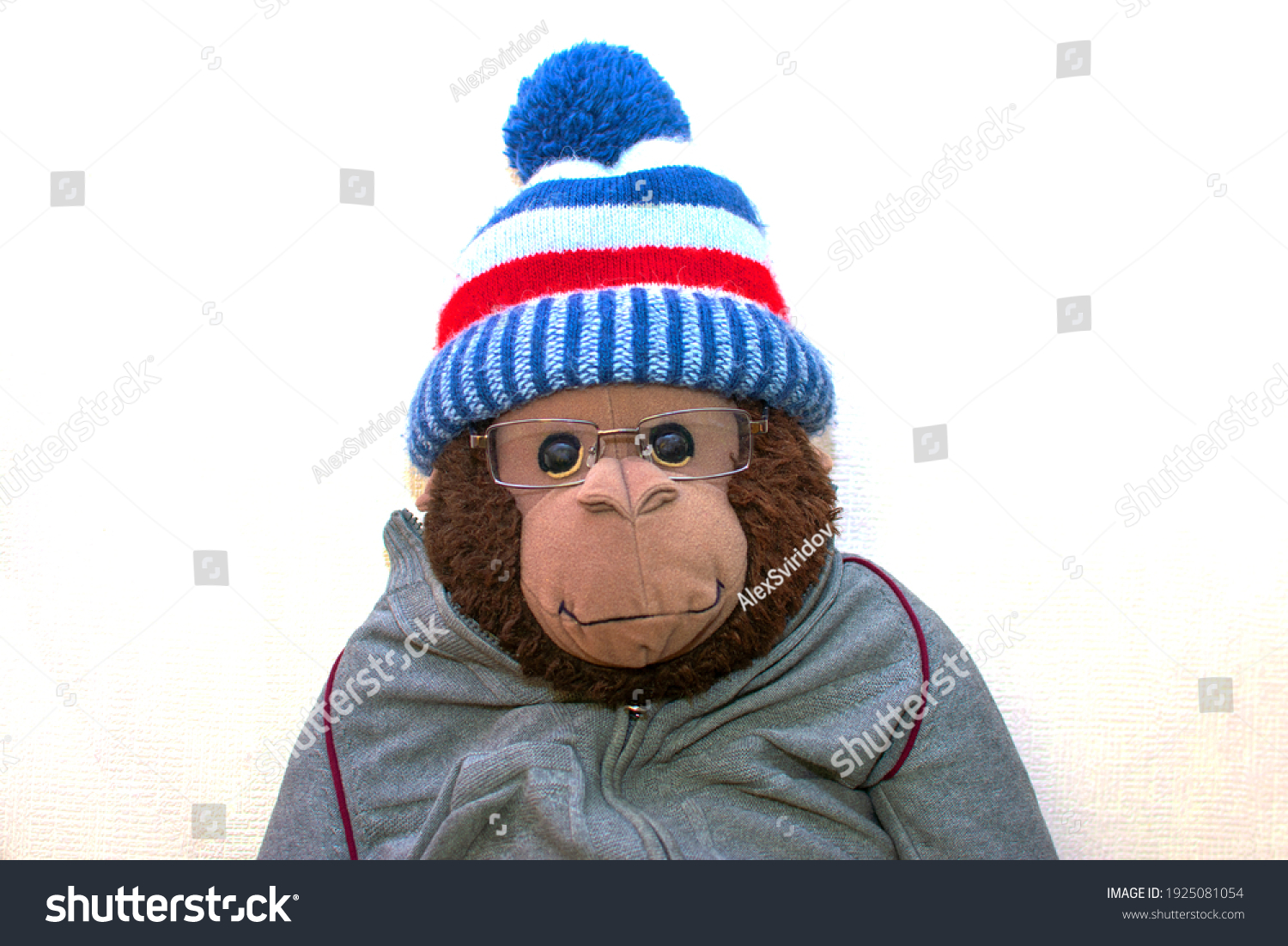 stuffed monkey with glasses