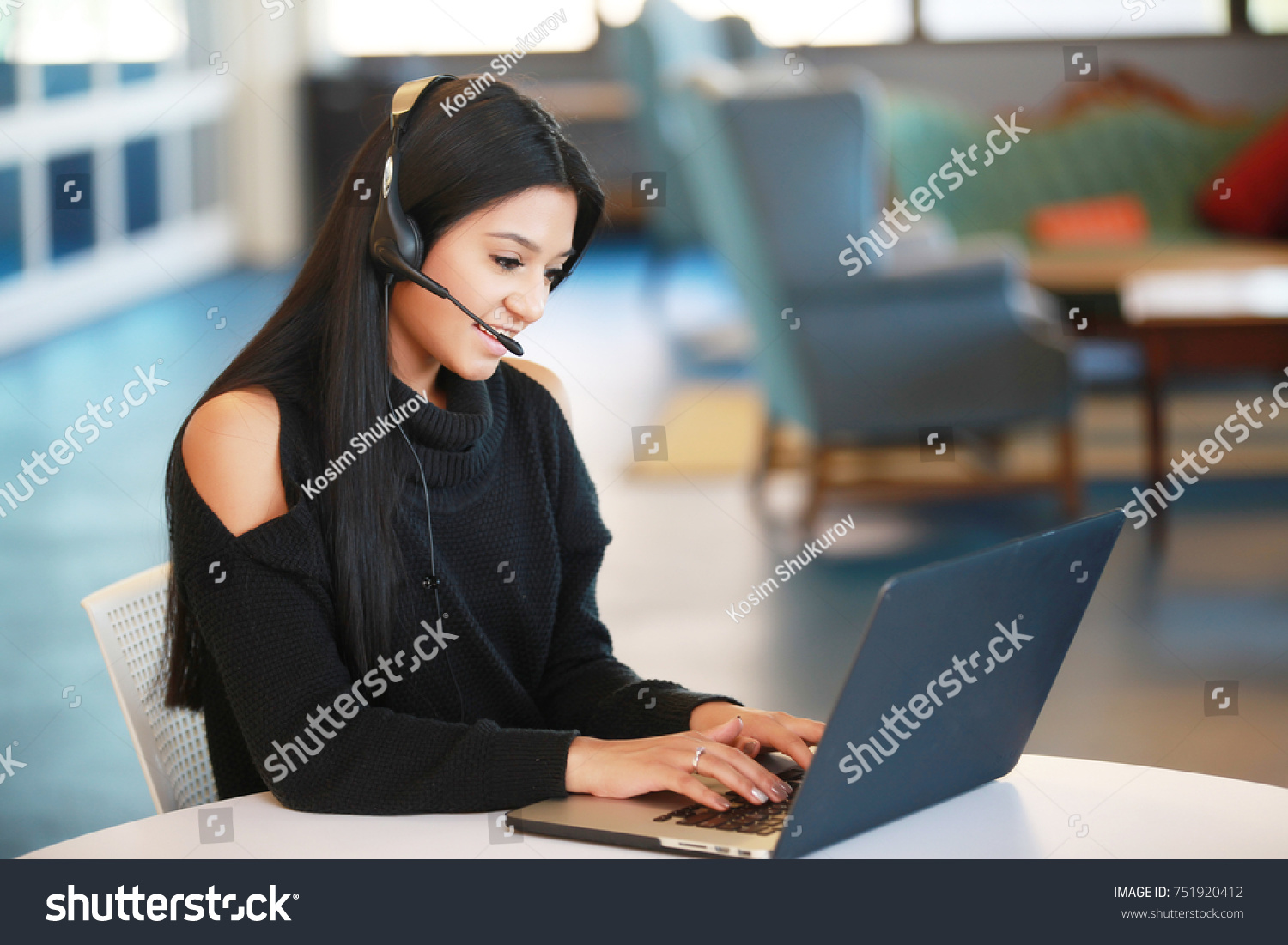 Trader Telemarketer Consultant Lady Laptop Call Stock Photo Edit