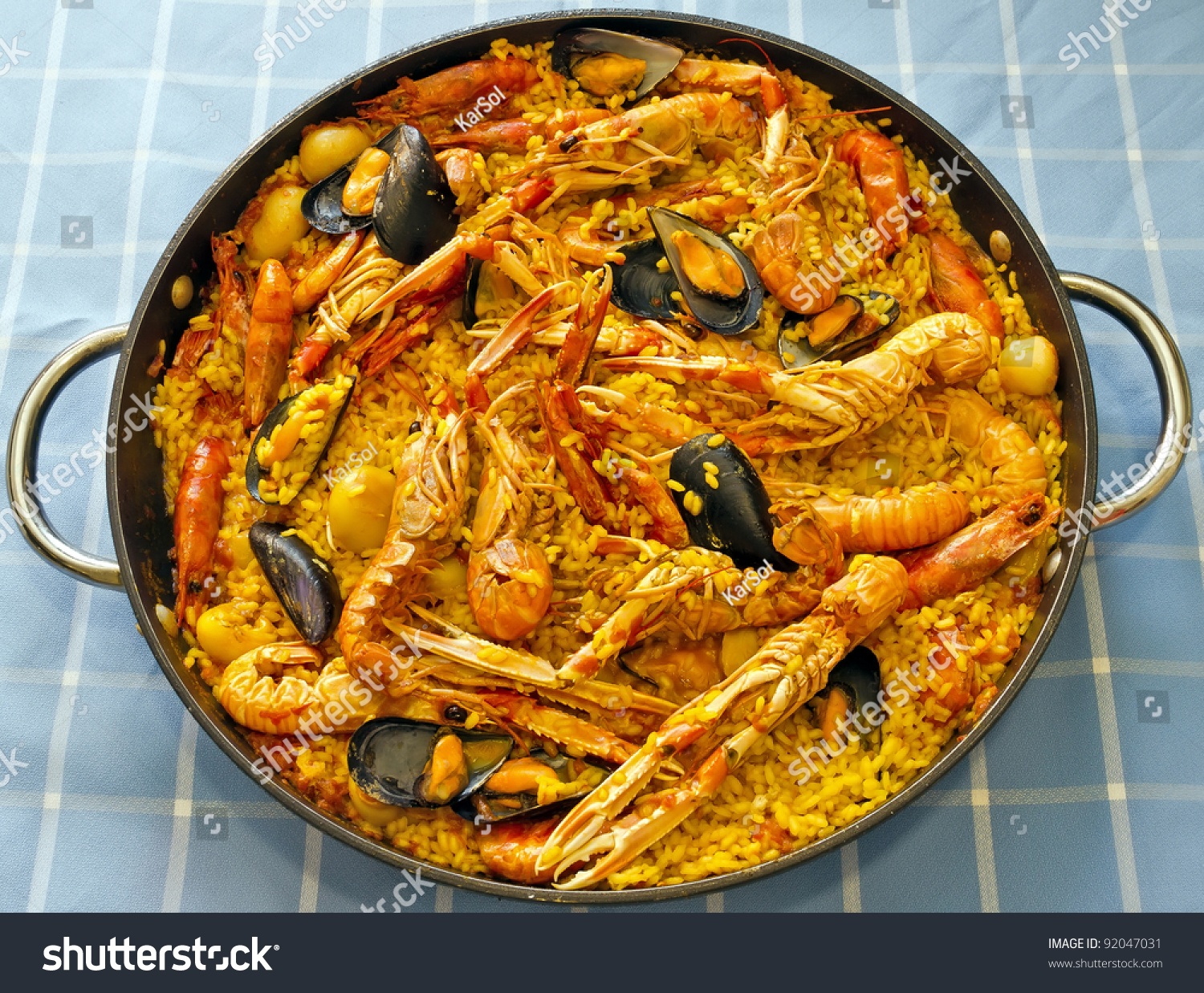 Tradition Seafood Spanish Paella In Pan, This Is A Typical Spanish Dish ...