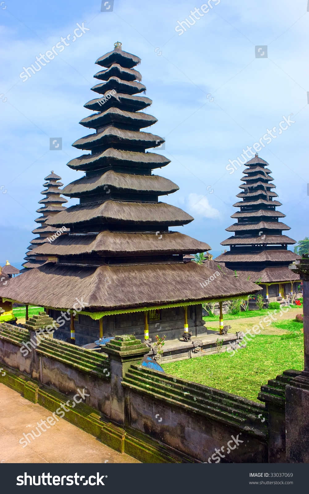 Traditional Buddhist Pagodas On Bali Island Stock Photo 33037069 ...