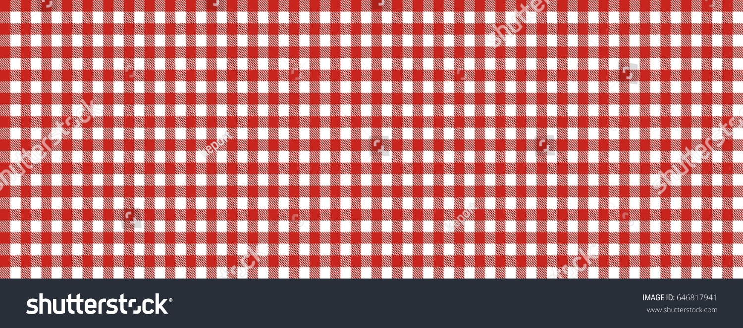 Traditional Checkered Tablecloth Background Red White Stock