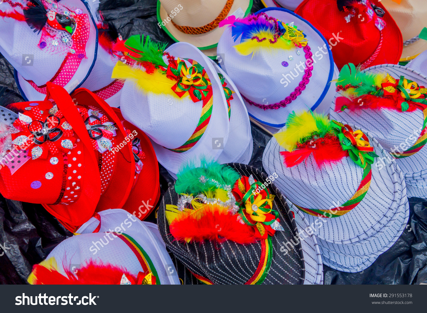 Traditional Colombian Colorful Straw Hats Street Stock Photo 291553178 ...