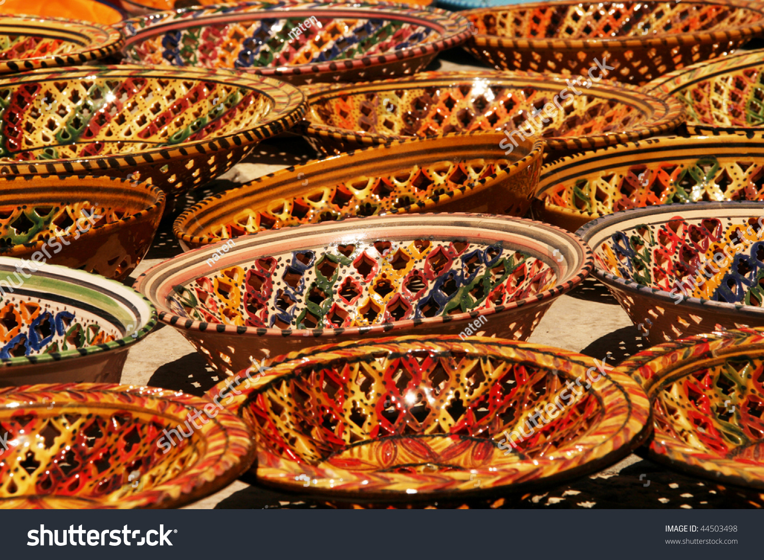 Traditional Colorful Tunisian Plates Souvenirs Africa Stock Photo ...