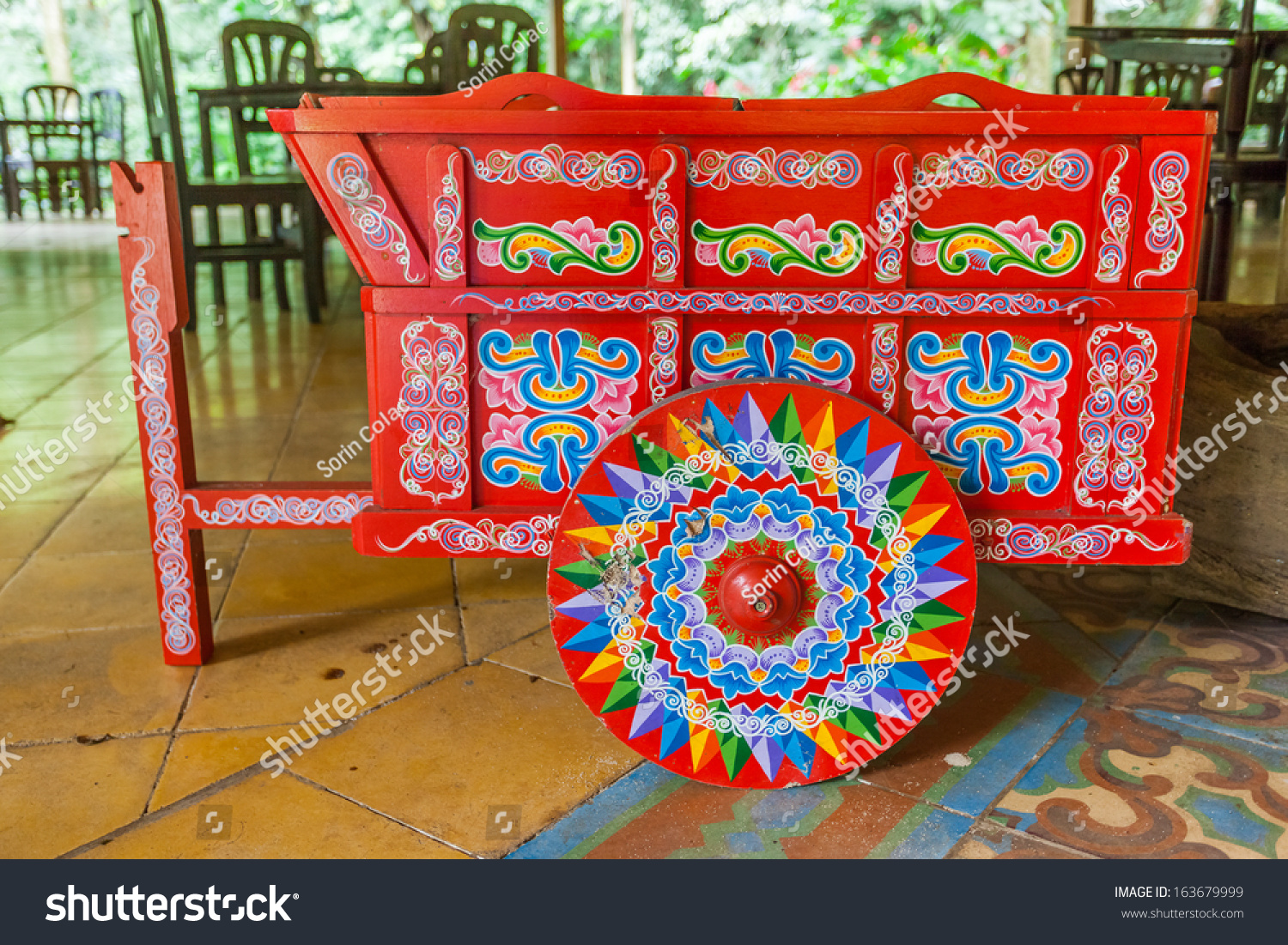 Traditional Decoratedcosta Rican Ox Cart Stock Photo 163679999