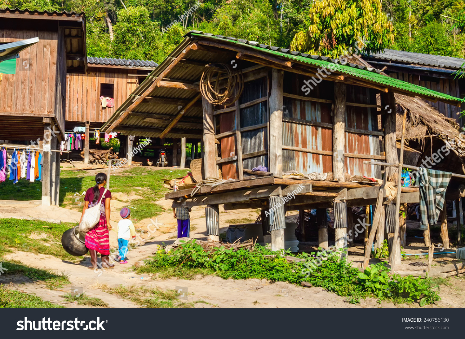 Traditional Hmong Hill Tribe Building Exterior Stock Photo 240756130 ...