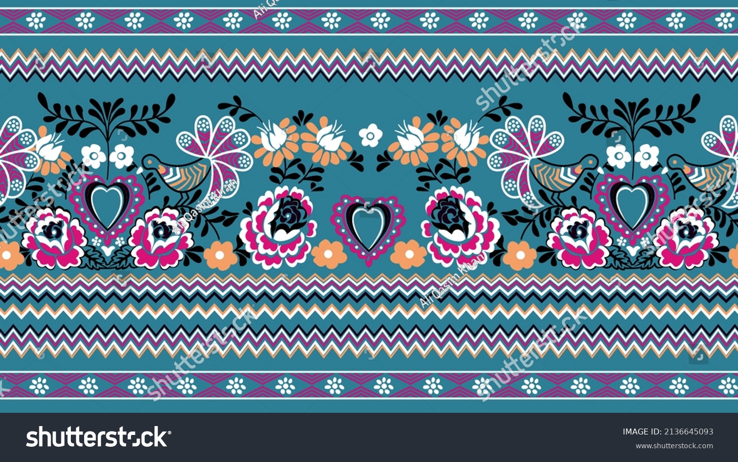 Traditionalillustration Indian Motif Textile Border Design Stock ...