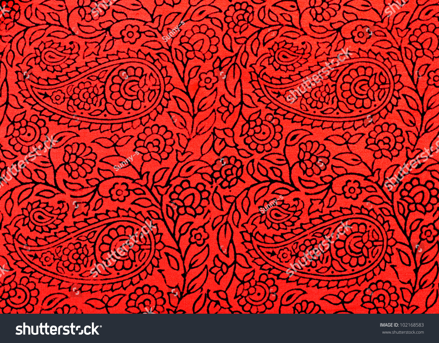 Traditional Indian Hand-Printed Cotton Fabric With Floral Design Stock ...