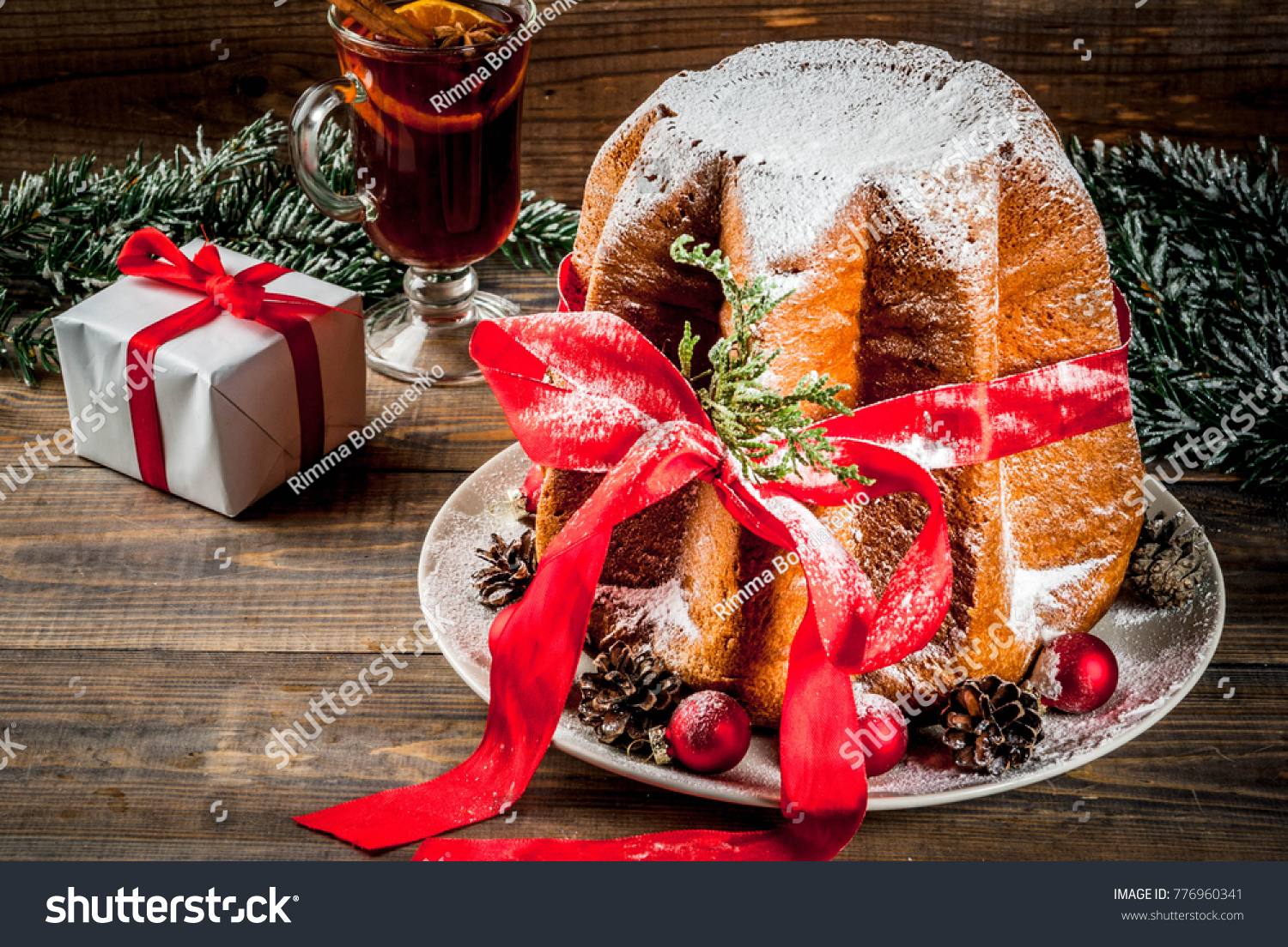 Traditional Italian Christmas Fruit Cake Panettone Stock Photo