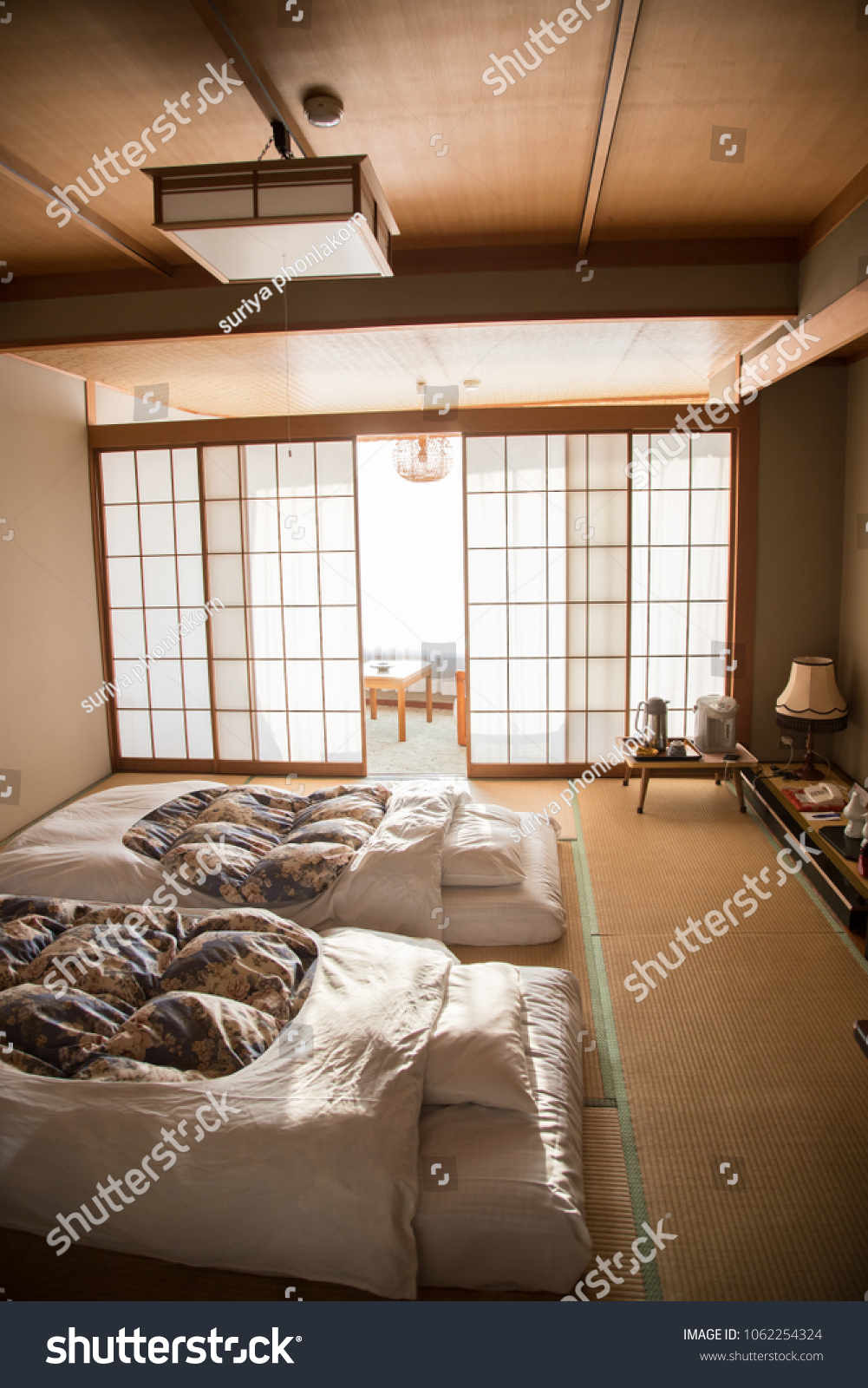 Traditional Japanese Style Bedroom Morning Japan Stock Photo